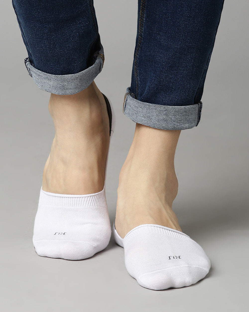 Loafer Socks - White/Light Grey