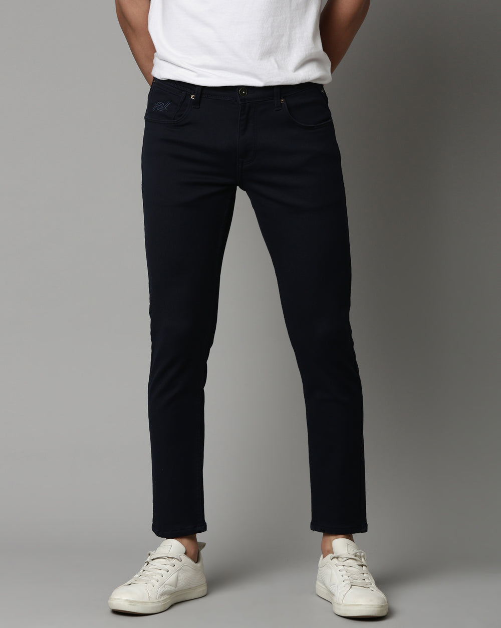 Navy Denim Ankle Fit Jeans For Men 