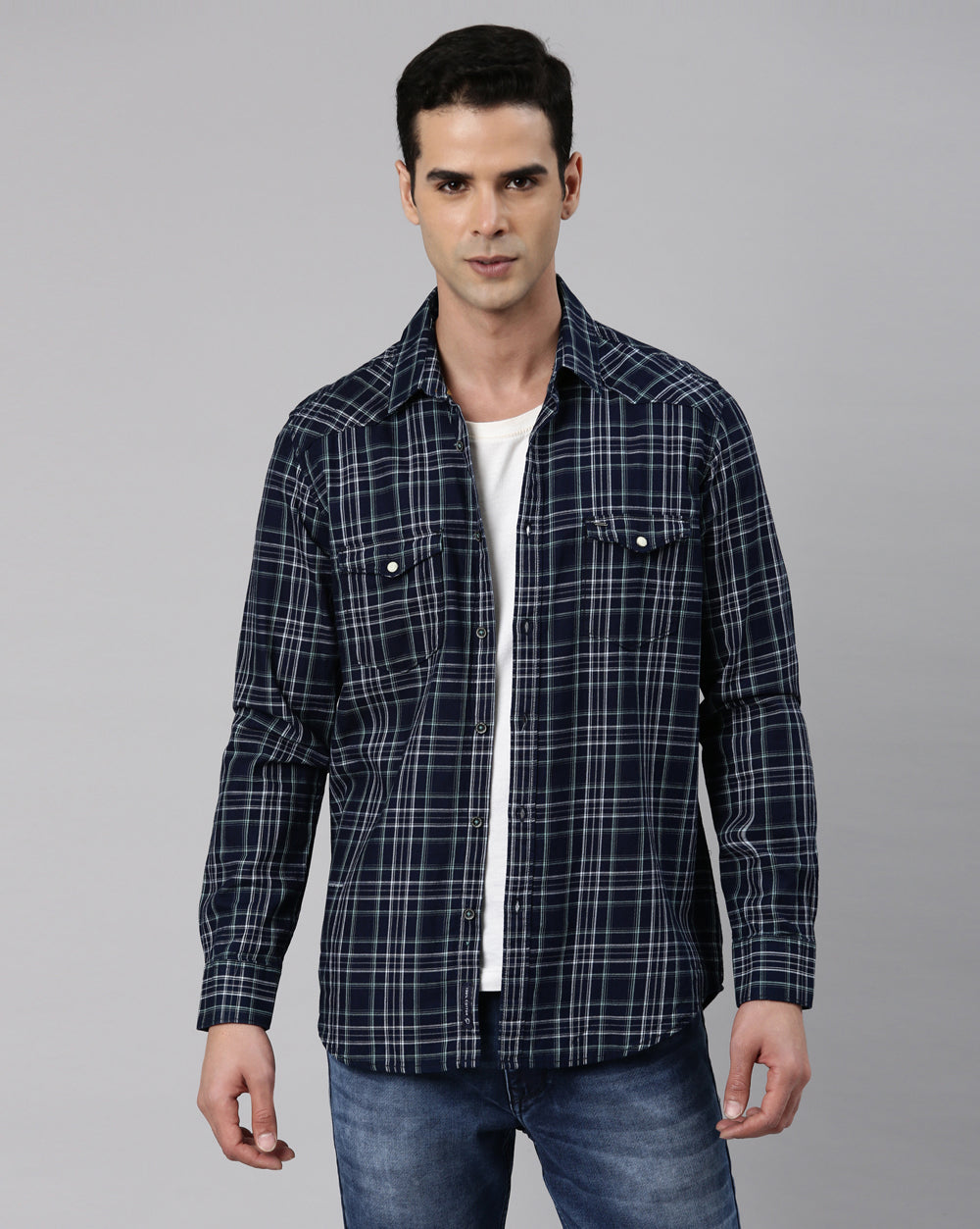 Swing Blue Checkered Shirt for Men 