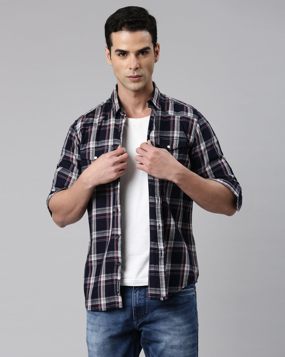 Swing Indigo Dreams Checkered Shirt for Men 