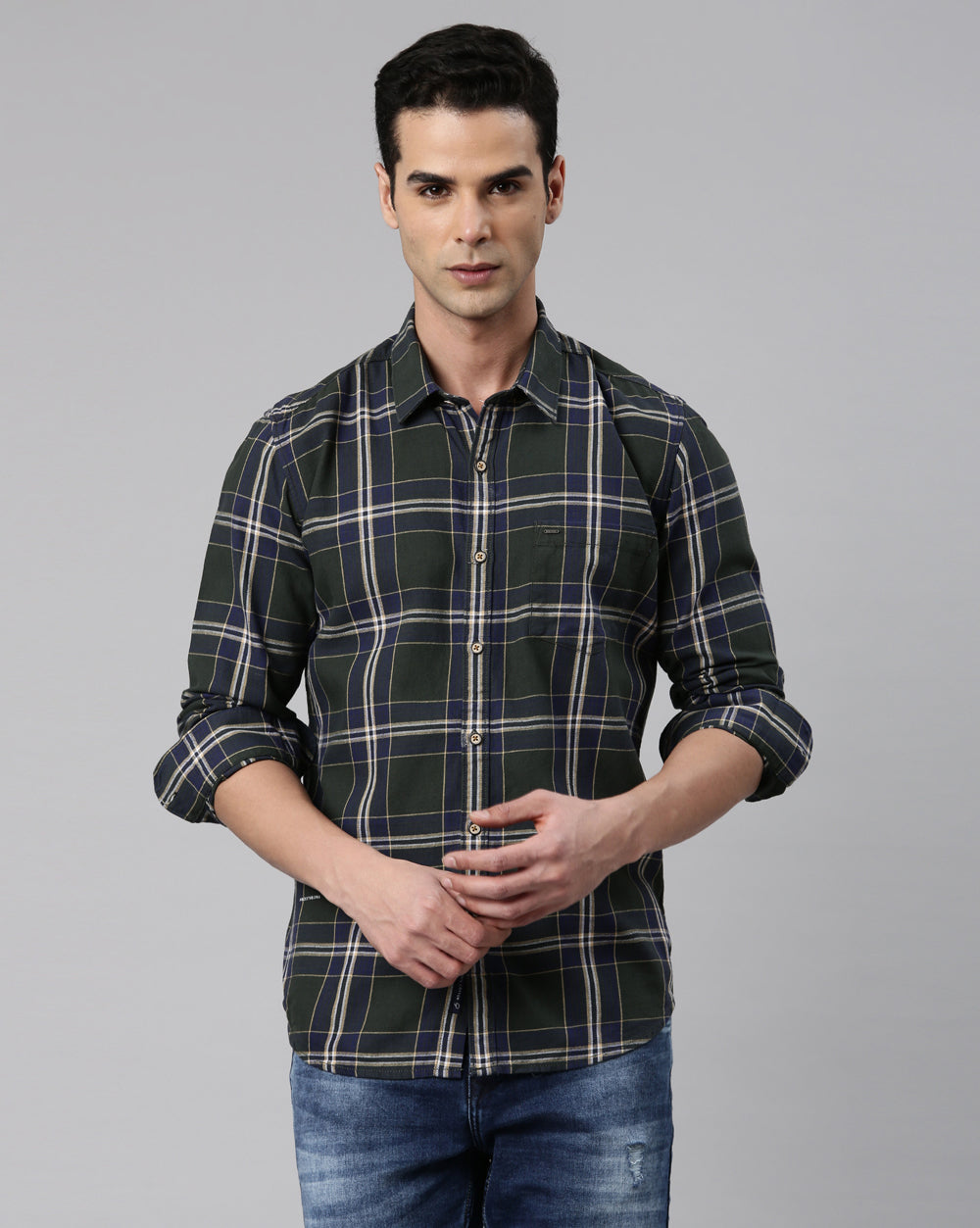 Sway Green Checkered Shirt for Men 