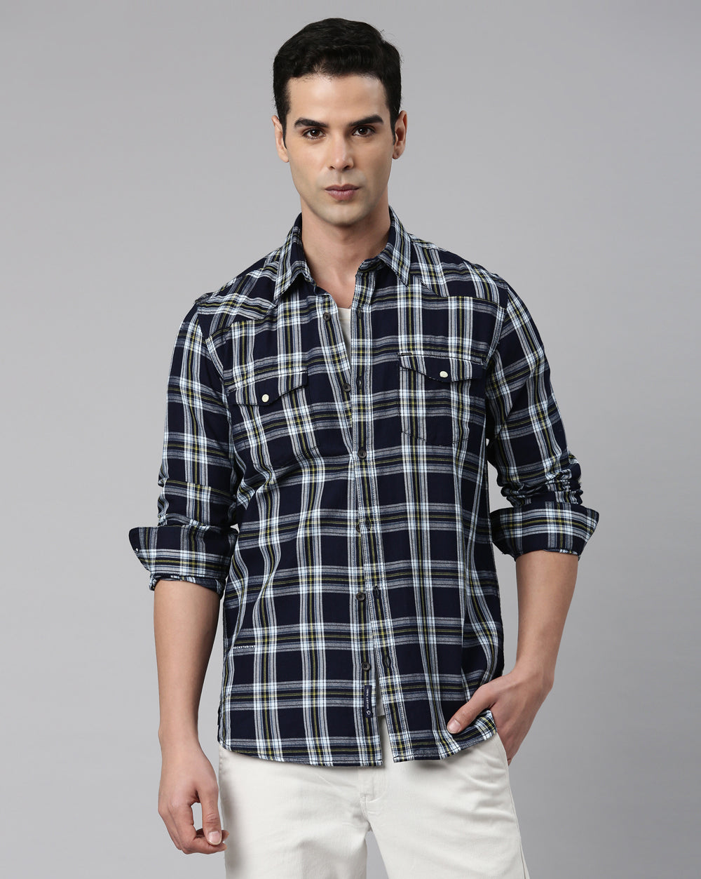 Swing True Blue Checkered Shirt for Men 