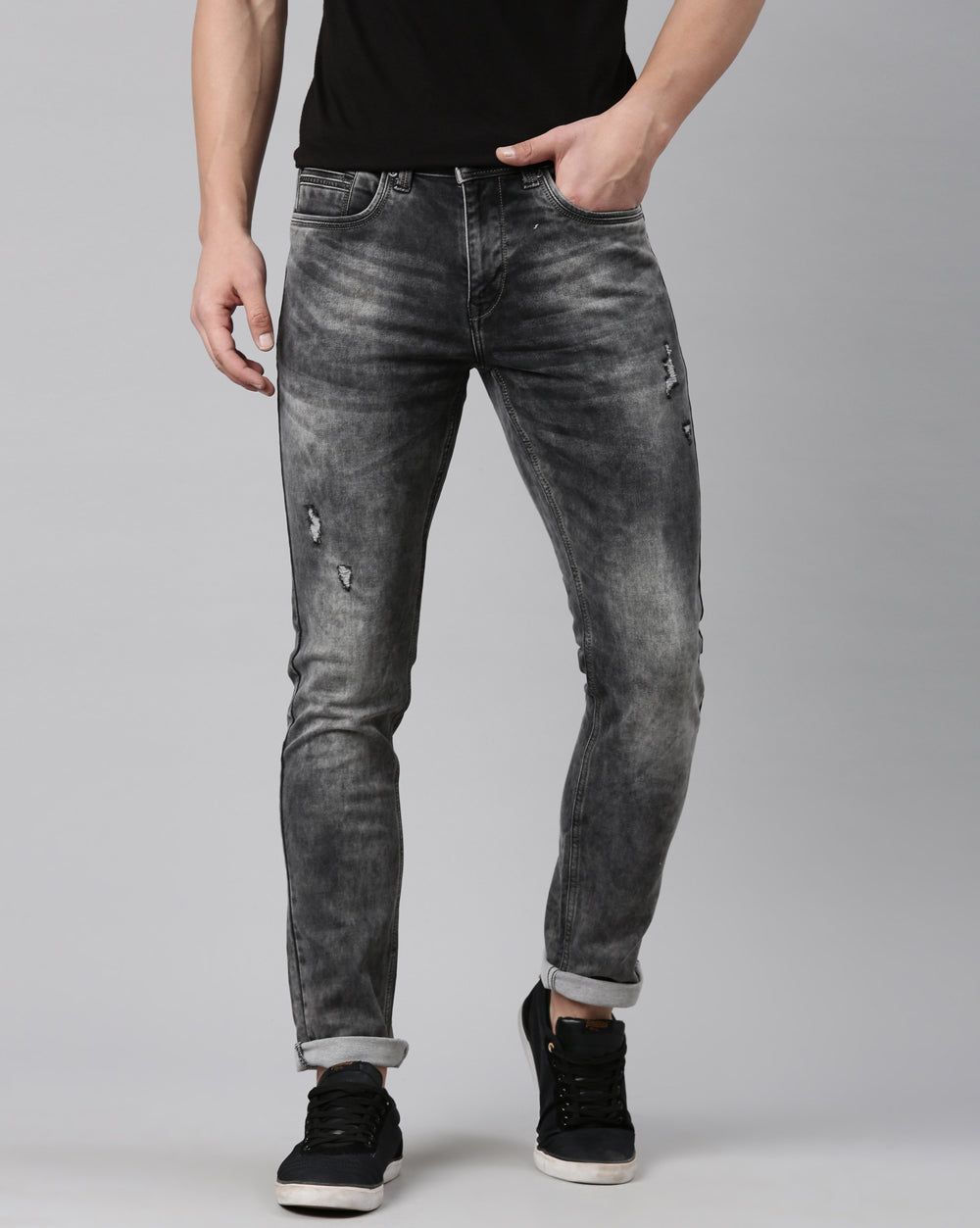 GREY WASHED DENIM Jeans For Men 