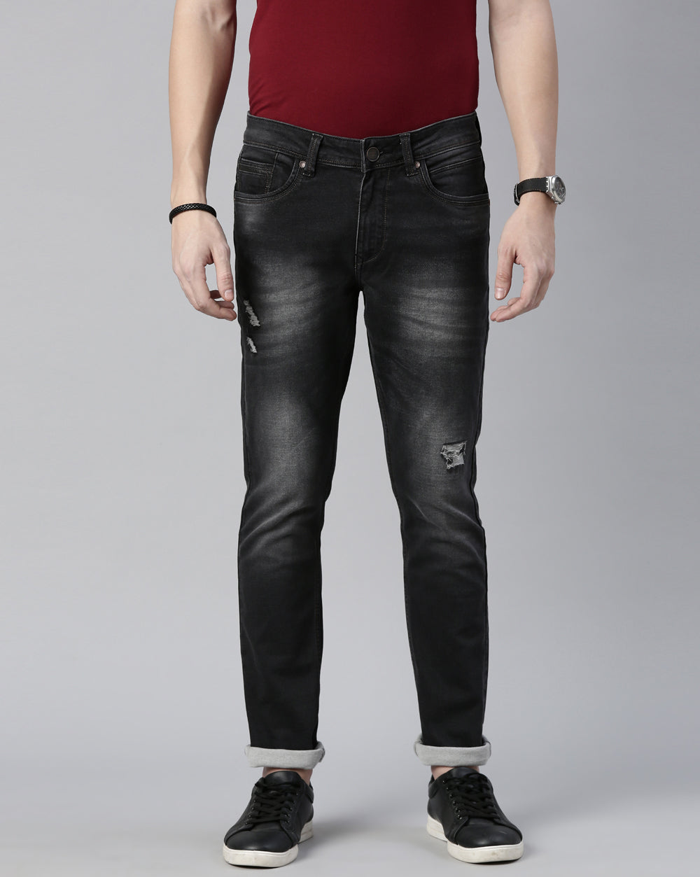 DISTRESSED BLACK DENIM for Men 