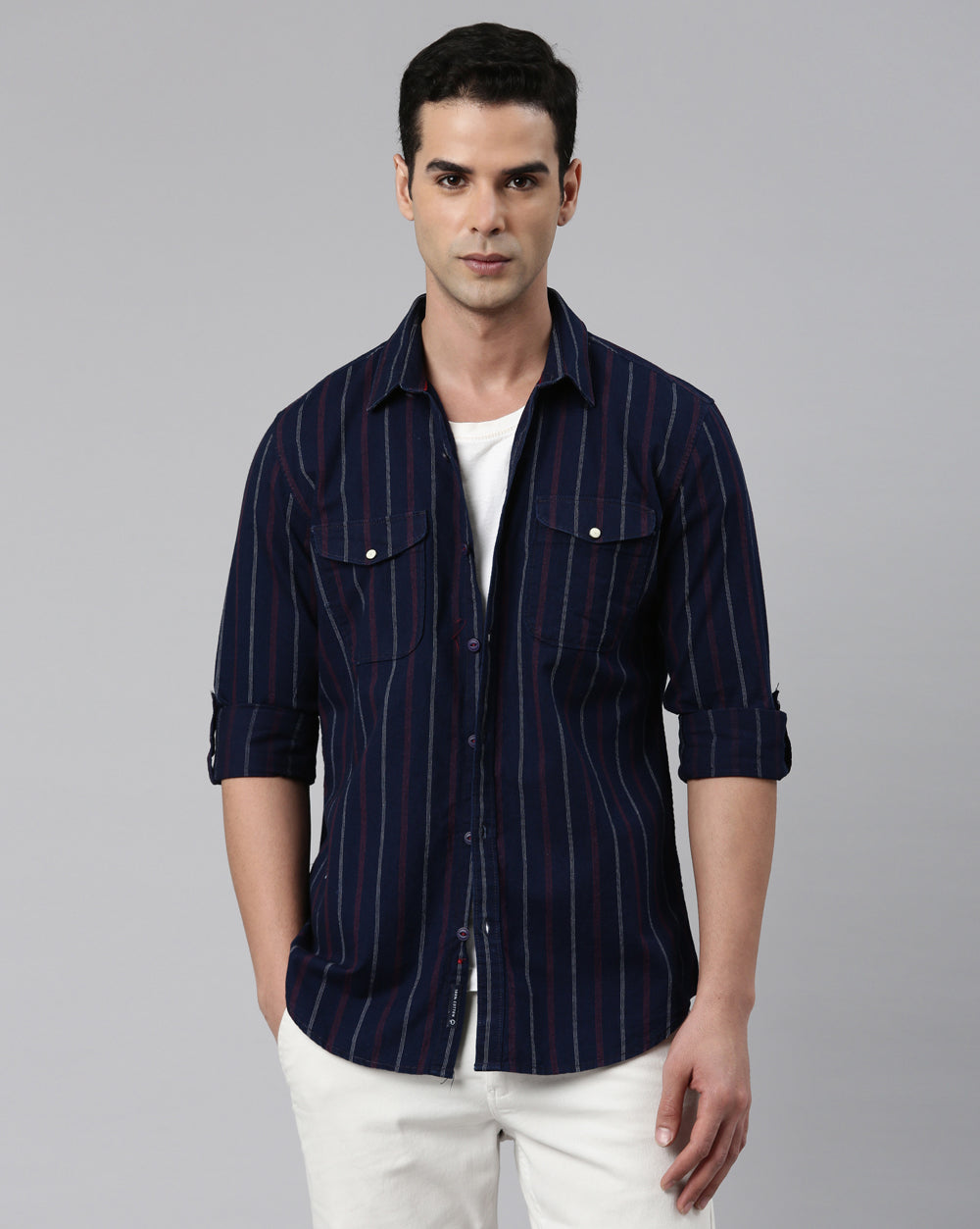 Men's Indigo Striped Shirt for Men 
