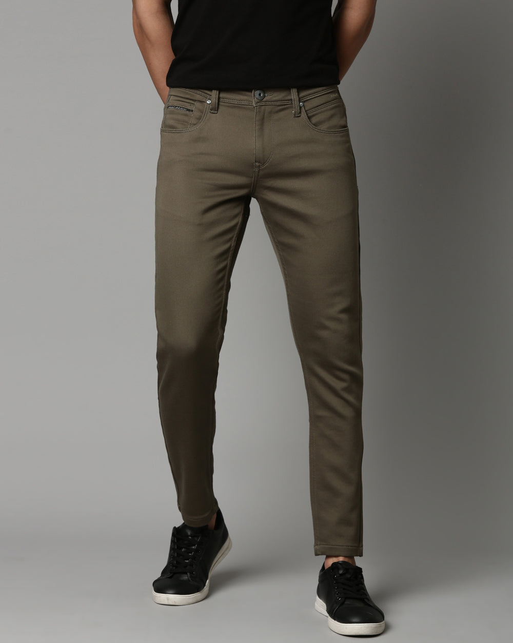Olive Colored Denim Ankle Fit Jeans For Men