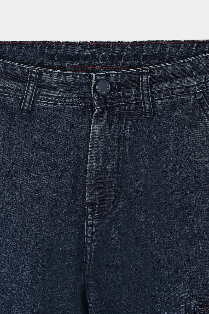 DREAM CHASER Relaxed Fit 8 Pockets Denim Cargo Jeans Dark Blue (Copy)