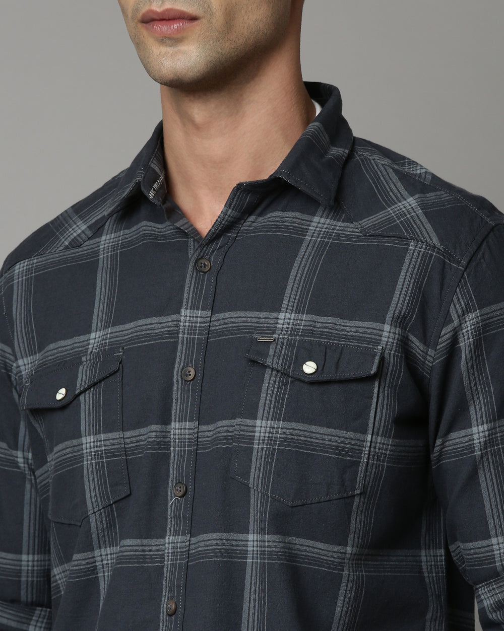 Swing Grey Checkered Shirt for Men 