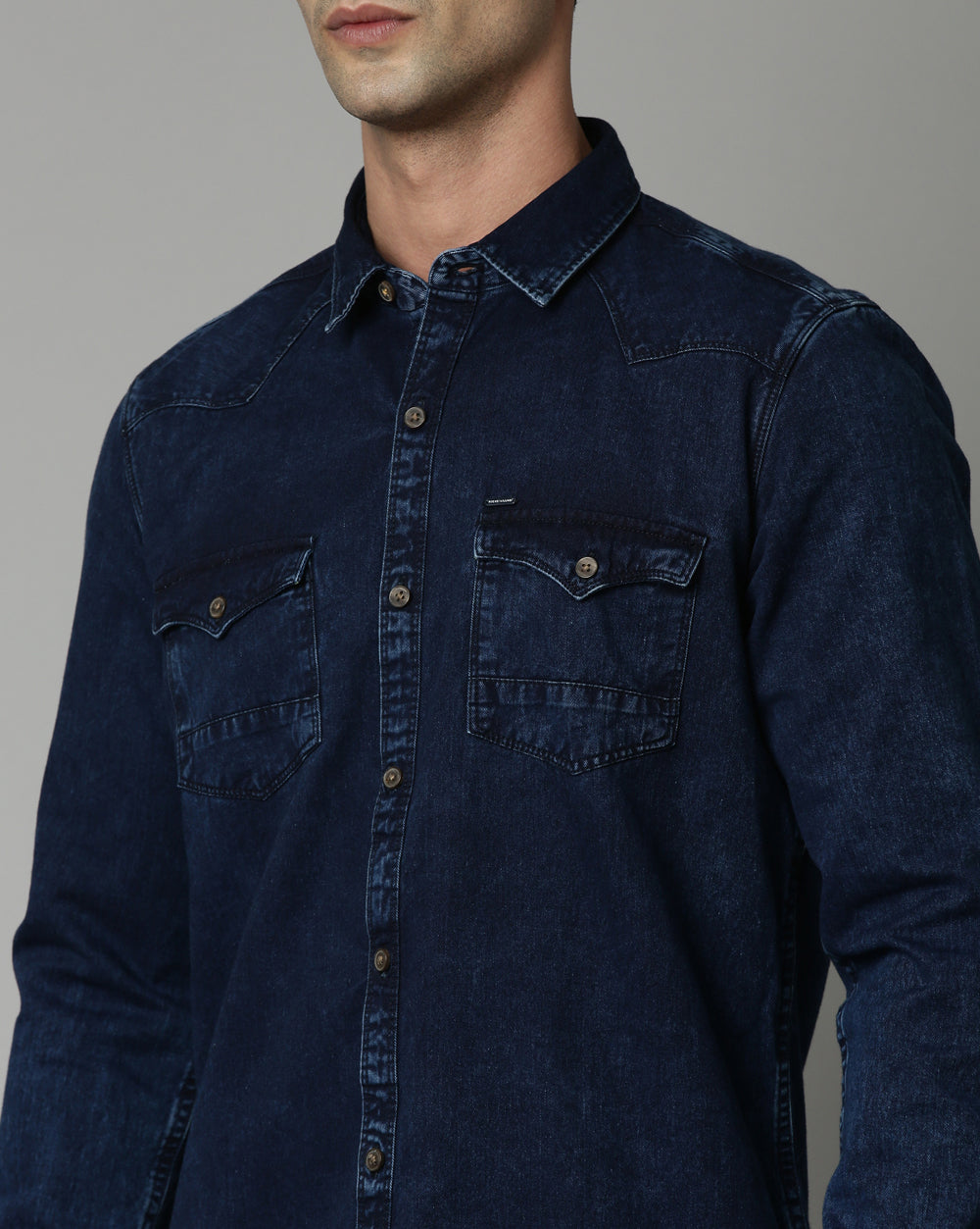 Denim Indigo Double Pocket Shirt for Men 