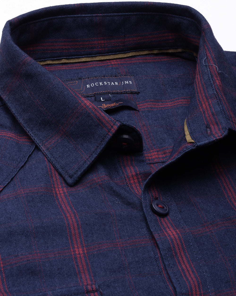 Blue Swing Denim Check Shirt For Men