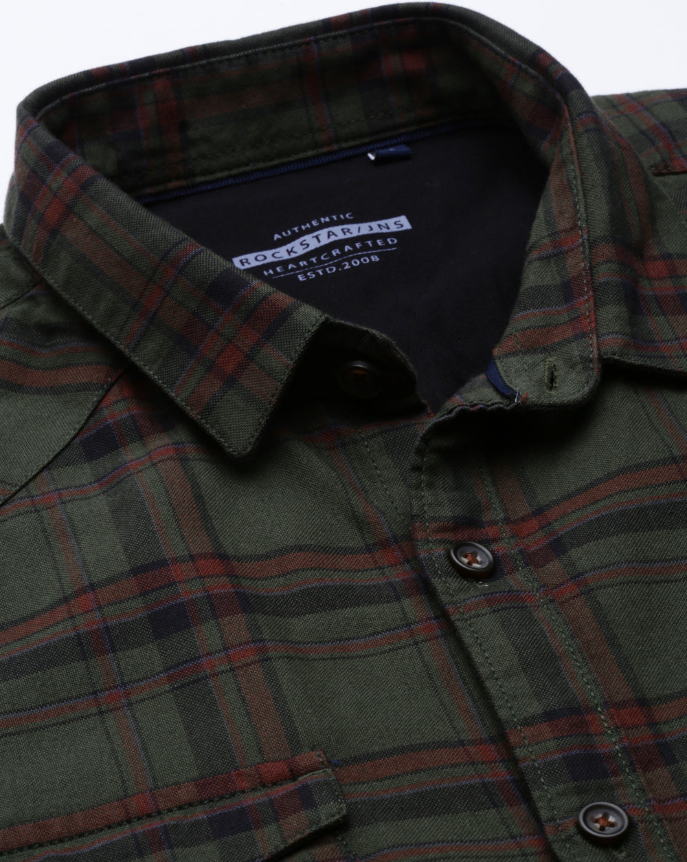 Swing Olive Plaid Shirt for Men 