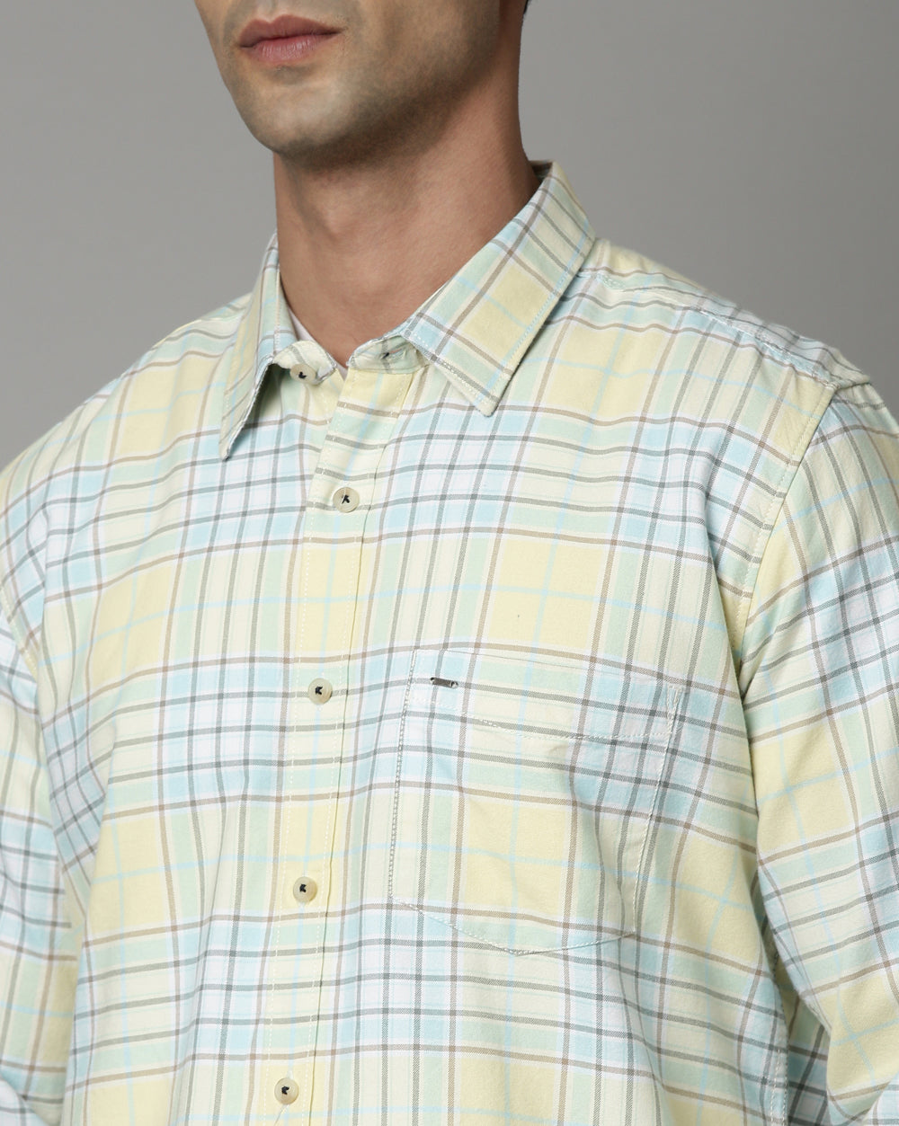 Sway Lemon Yellow Checkered Shirt for Men 