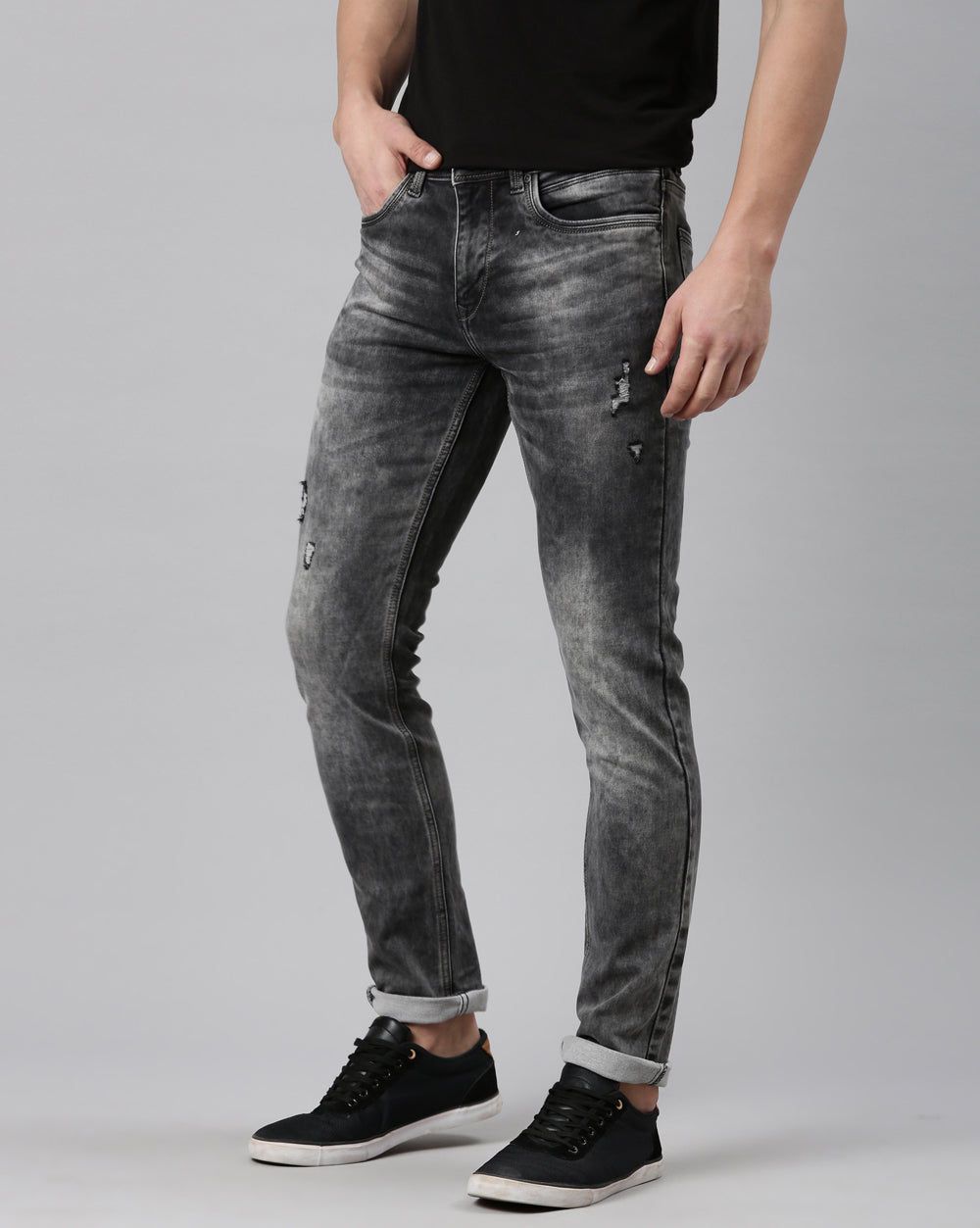 GREY WASHED DENIM Jeans For Men 