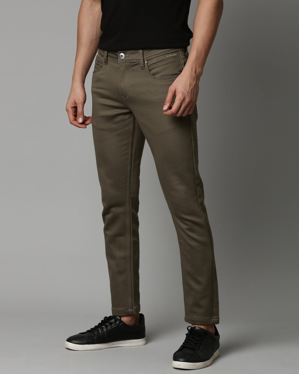 Olive Colored Denim Ankle Fit Jeans For Men