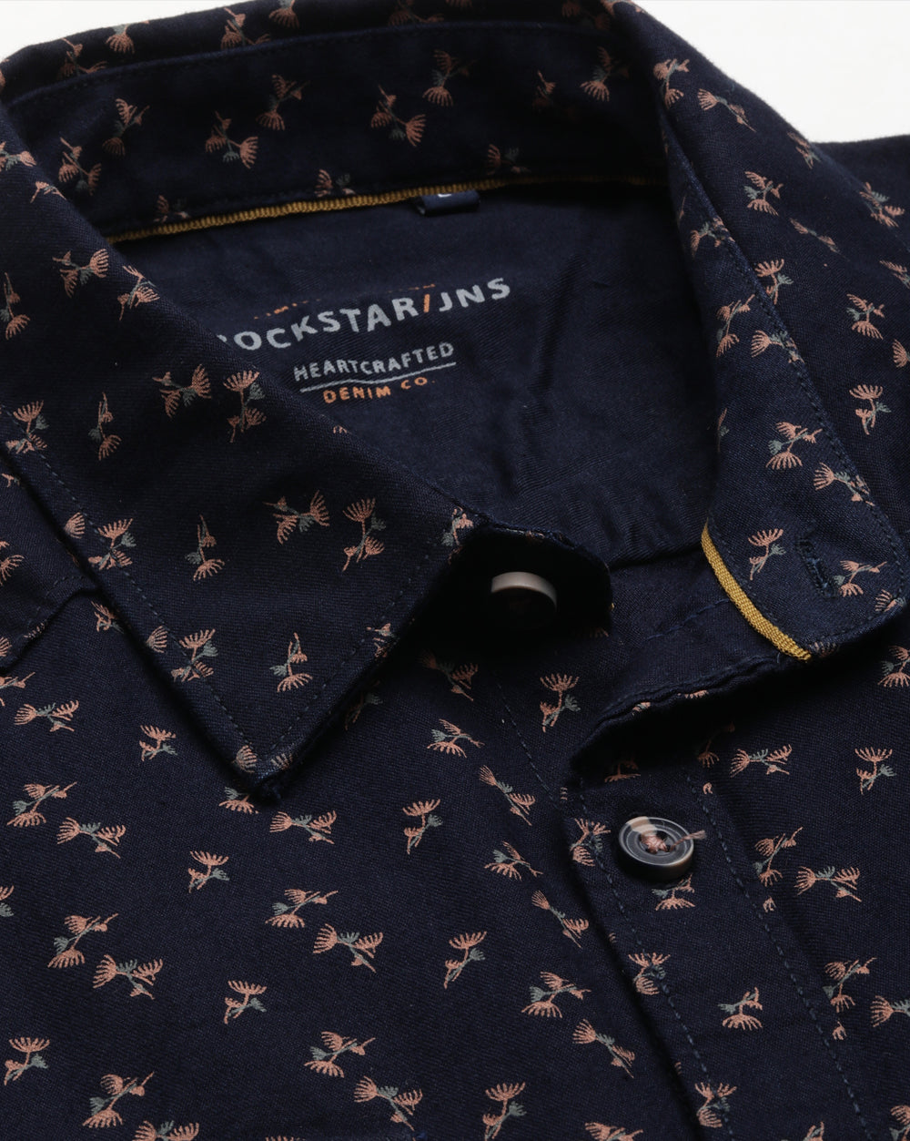 Men's Indigo Printed Shirt for Men 