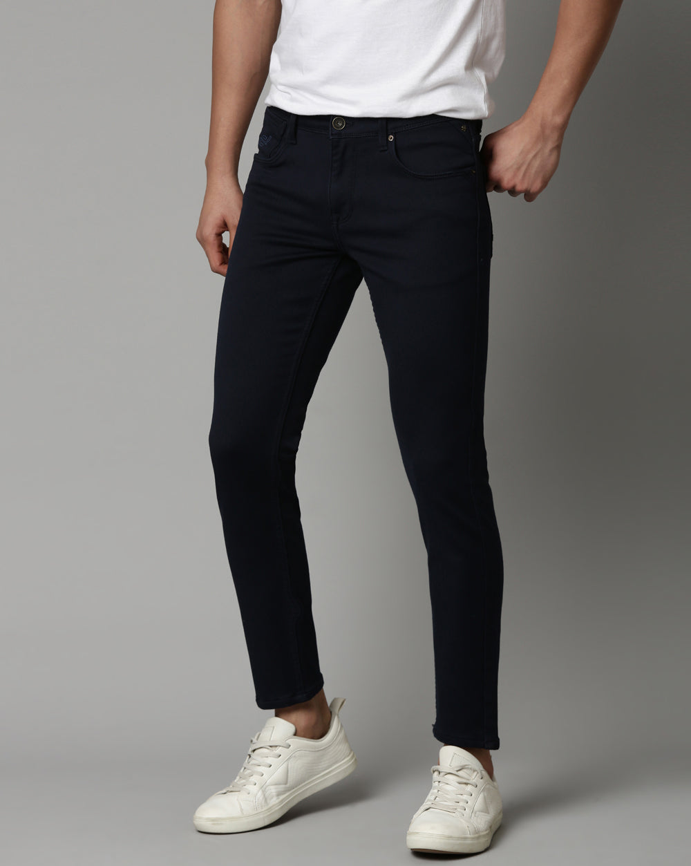 Navy Denim Ankle Fit Jeans For Men 