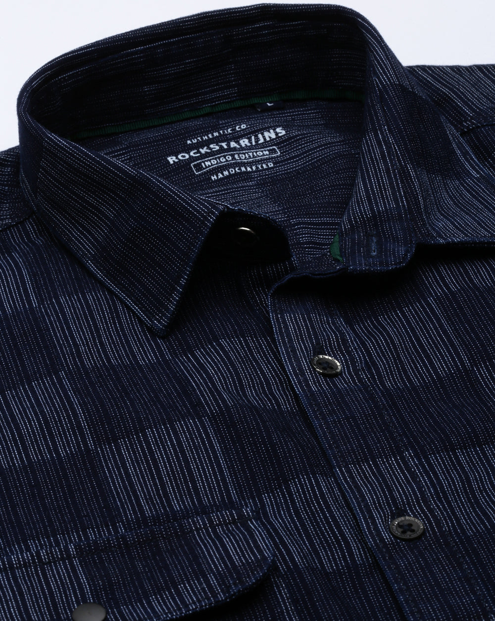 Indigo Double Pocket Checkered Shirt for Men 