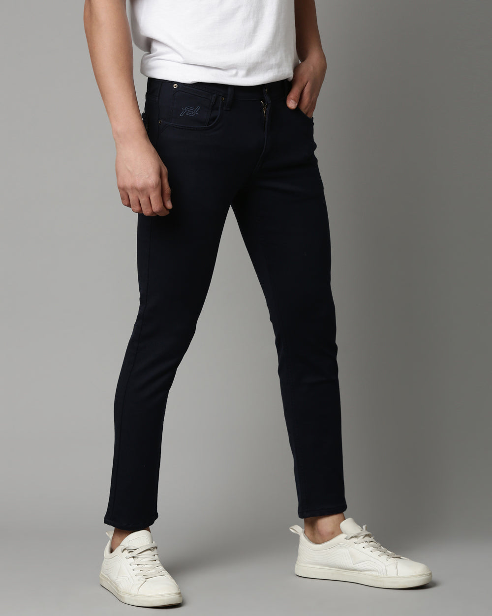 Navy Denim Ankle Fit Jeans For Men 