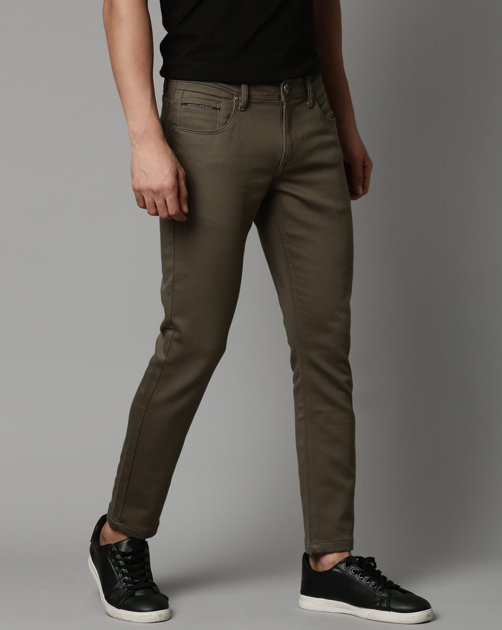 Olive Colored Denim Ankle Fit Jeans For Men