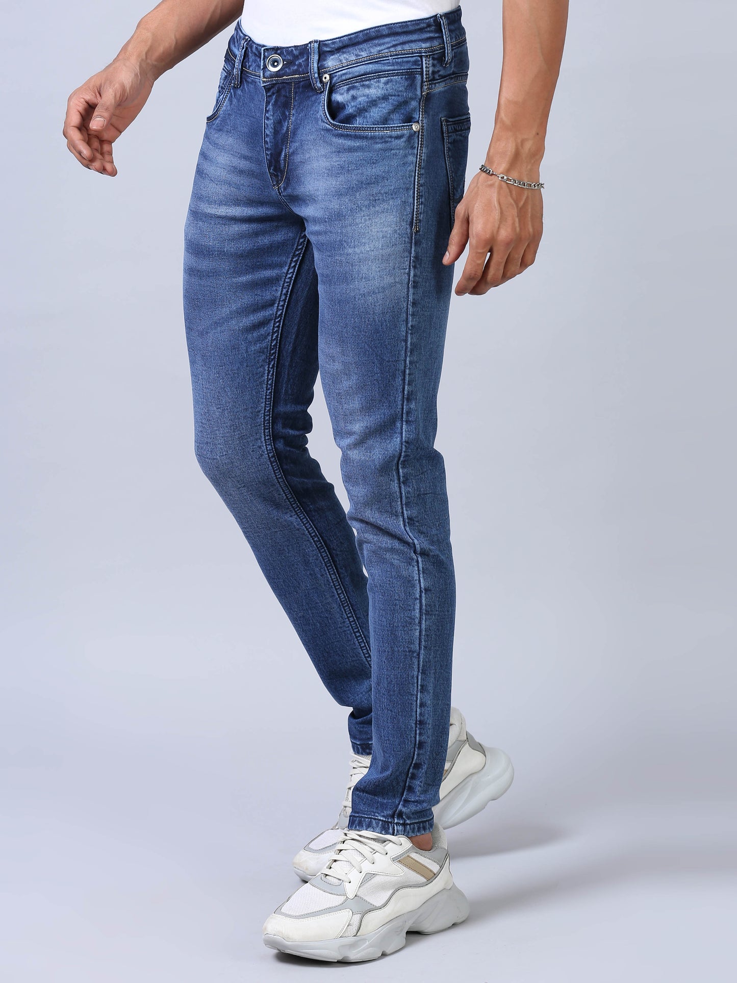 Ankle Fit Jeans- Stonewash Blue