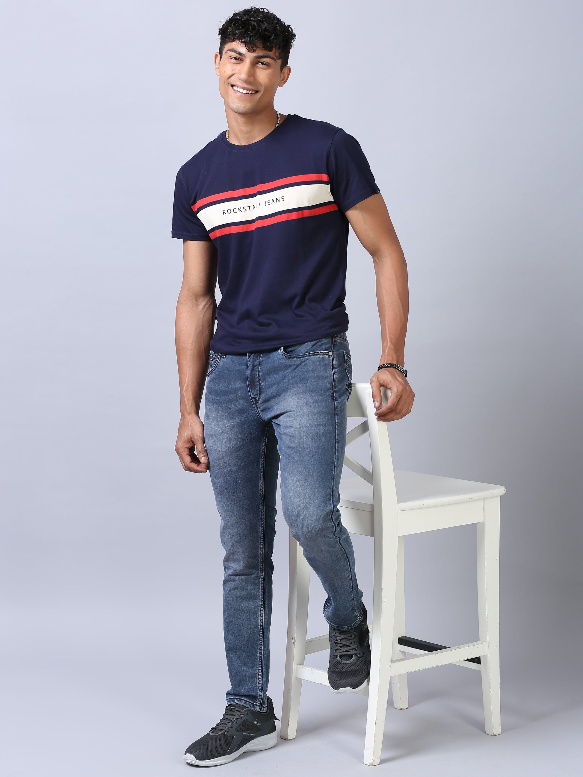 Royal Blue Slim Fit Jeans For Men 