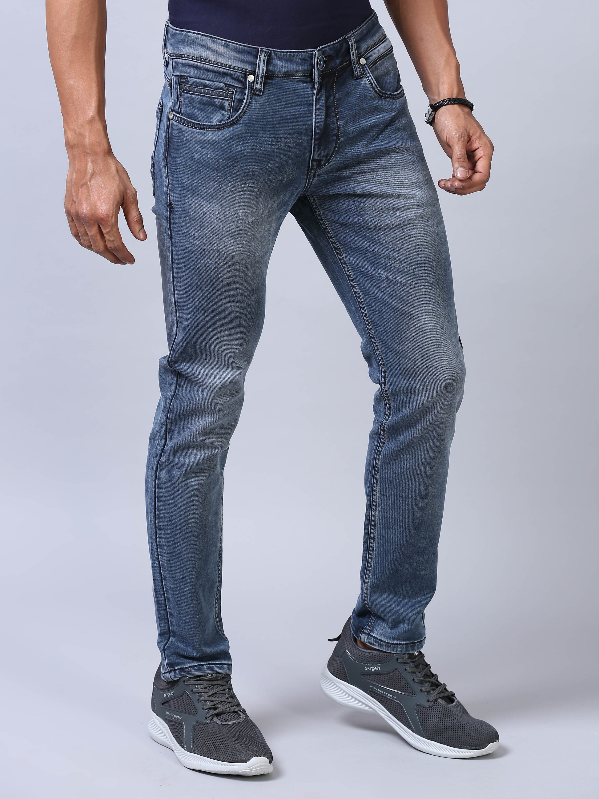 Royal Blue Slim Fit Jeans For Men 