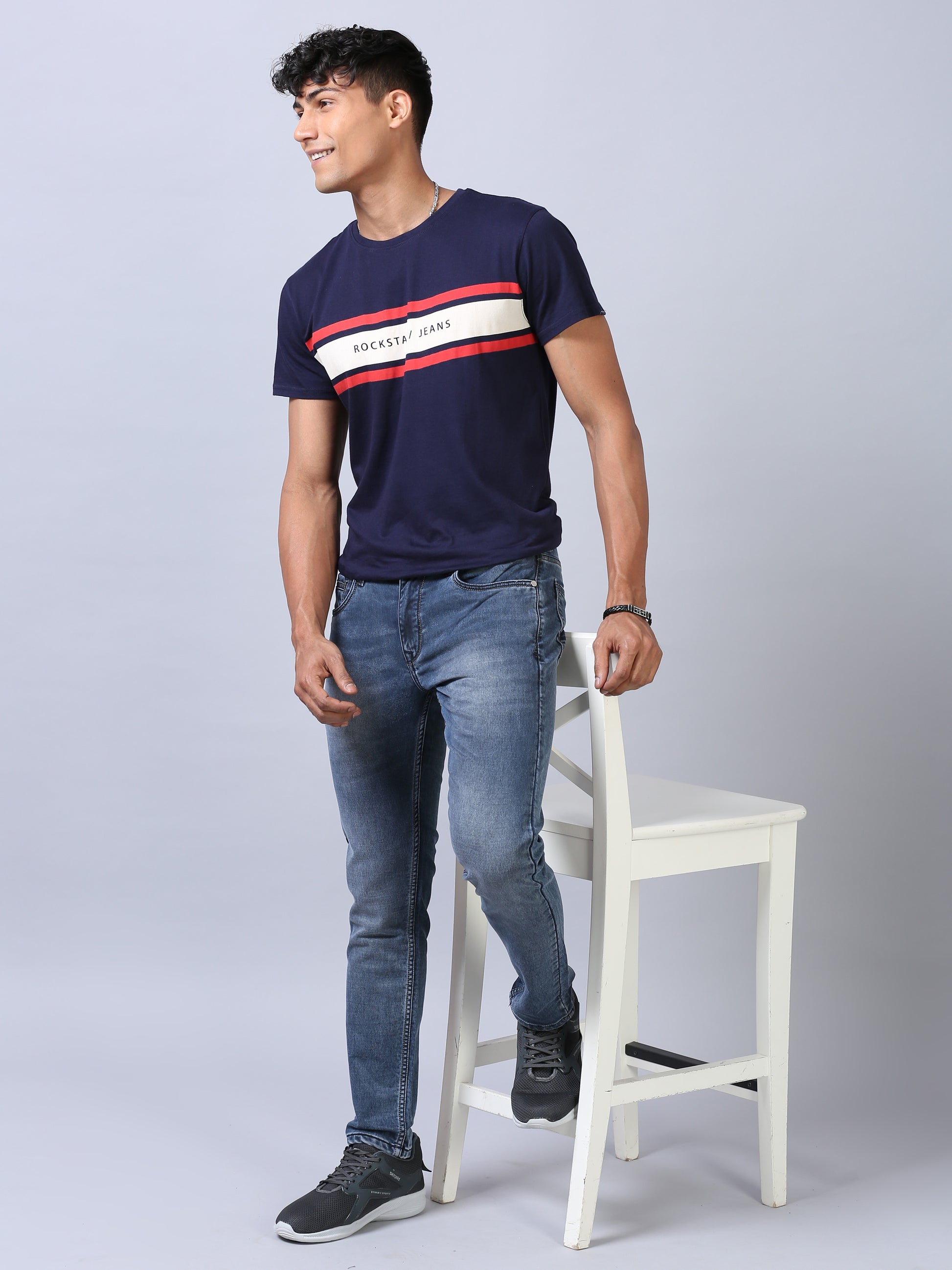 Royal Blue Slim Fit Jeans For Men 