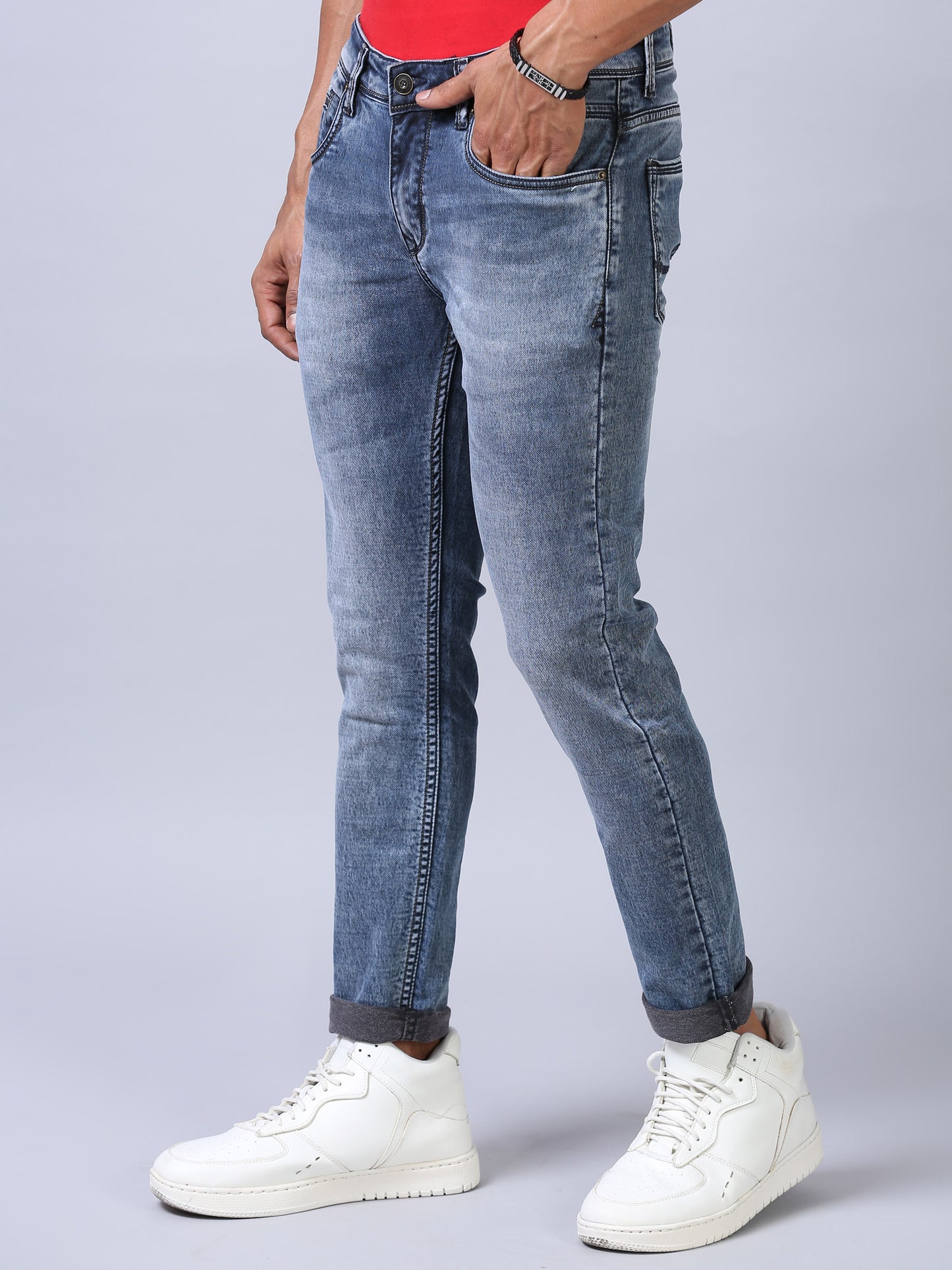 Ankle Fit Jeans - Greyish Blue