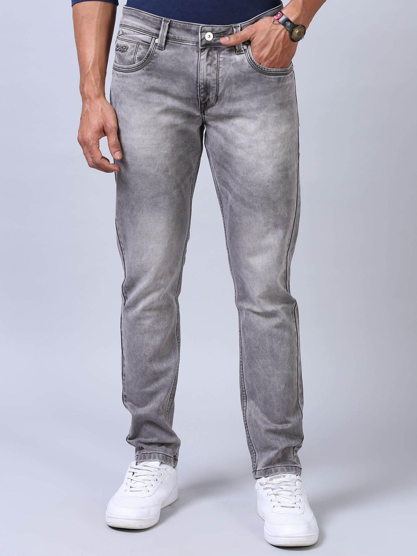 Ankle Fit Jeans - Faded Grey