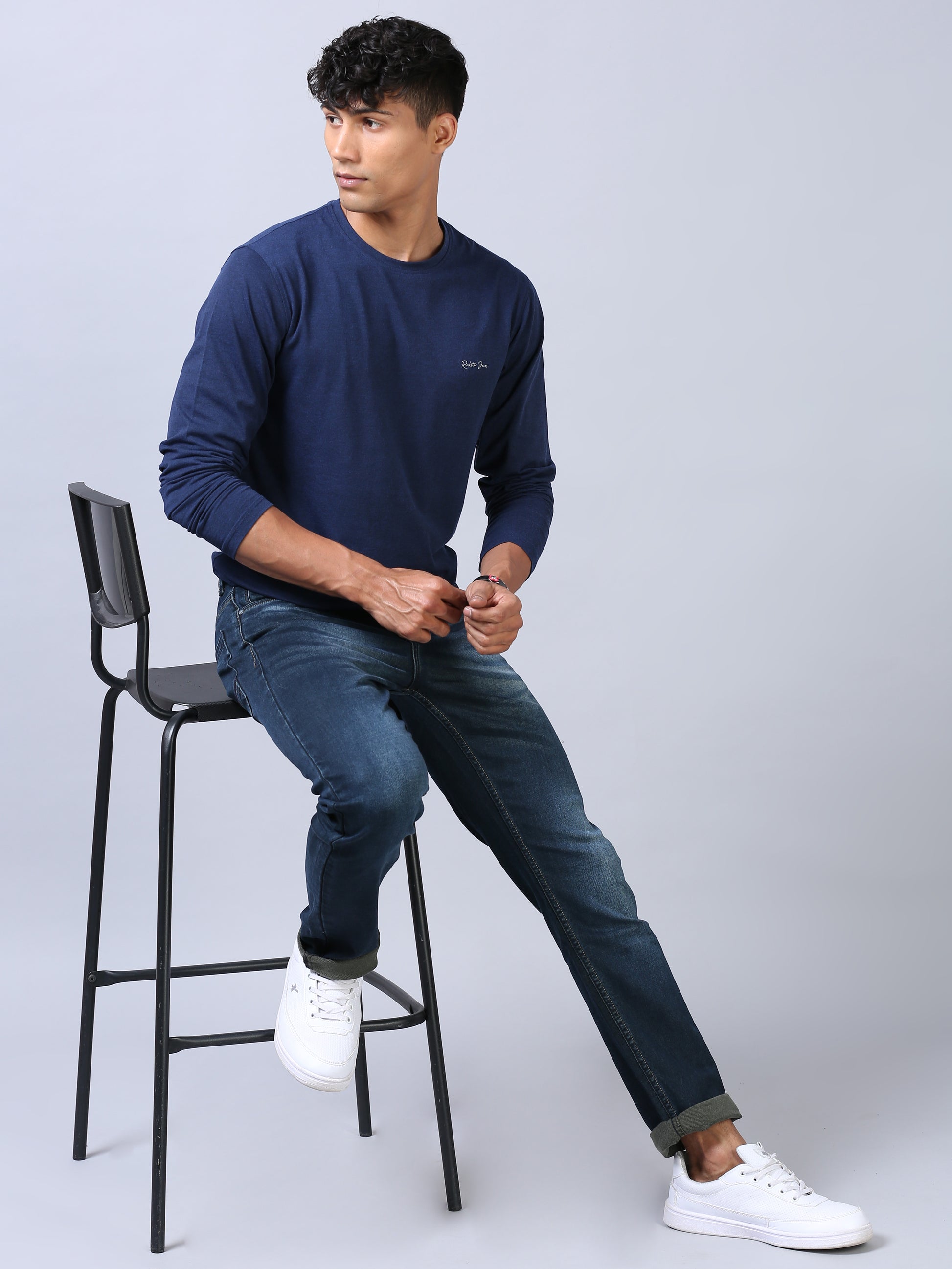 Mid Blue Slim Fit Jeans For Men