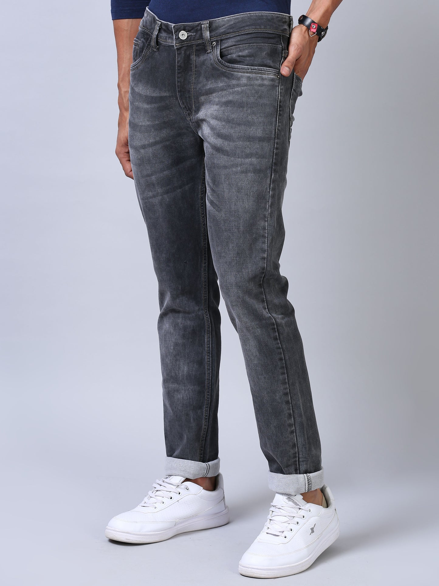 Grey Super Slim Fit Jeans for Men 