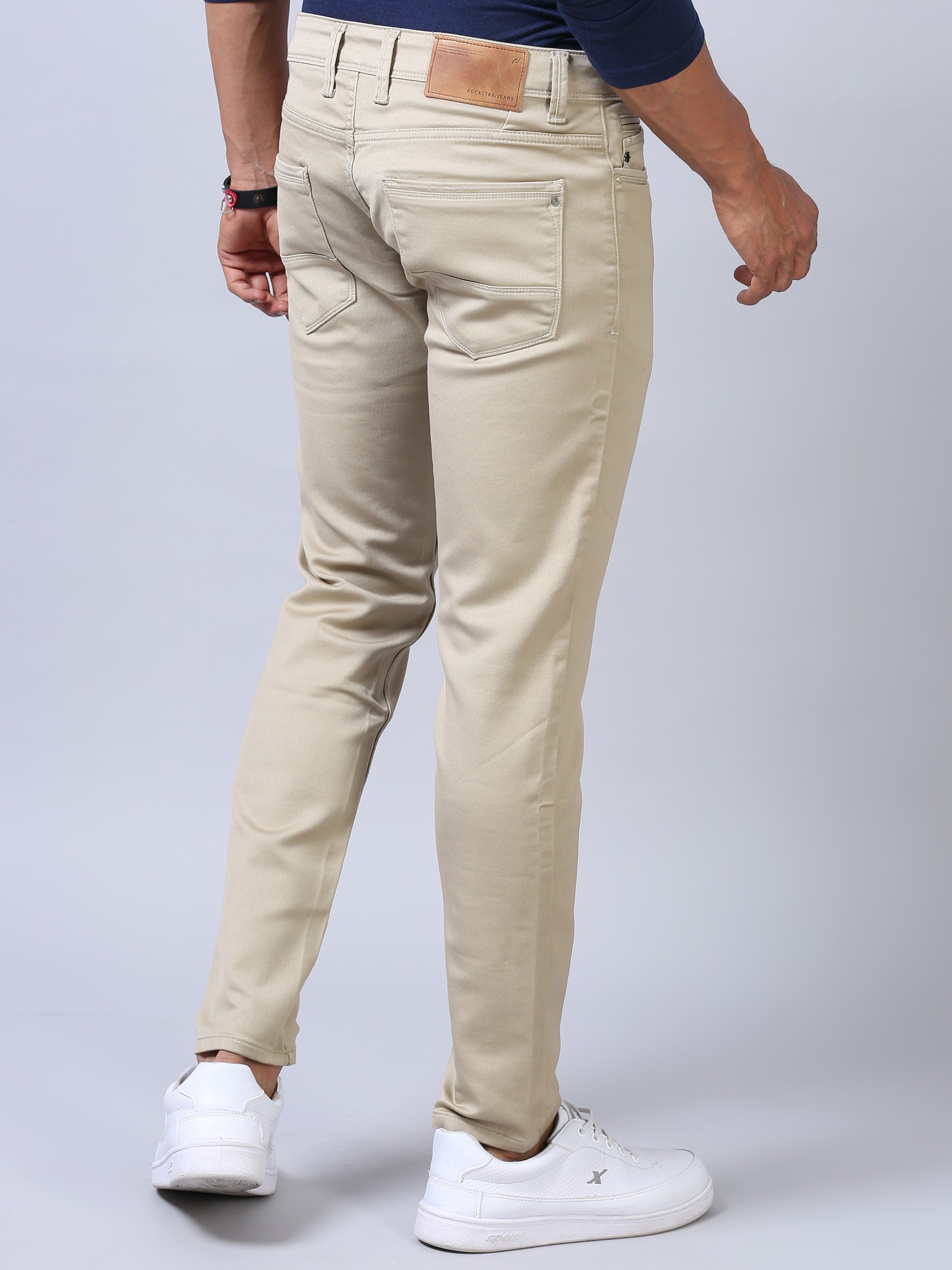 Beige Ankle Fit Jeans For Men