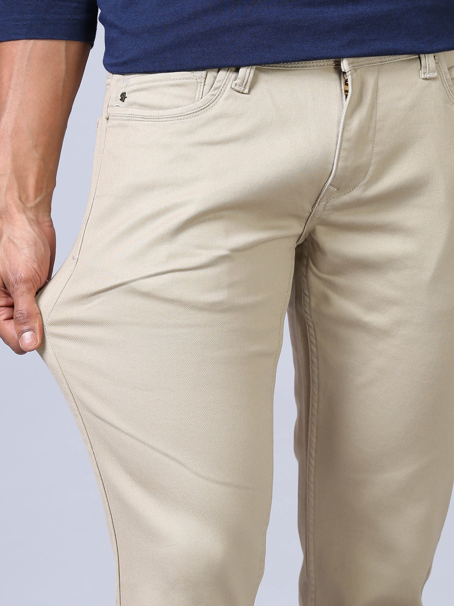 Beige Ankle Fit Jeans For Men