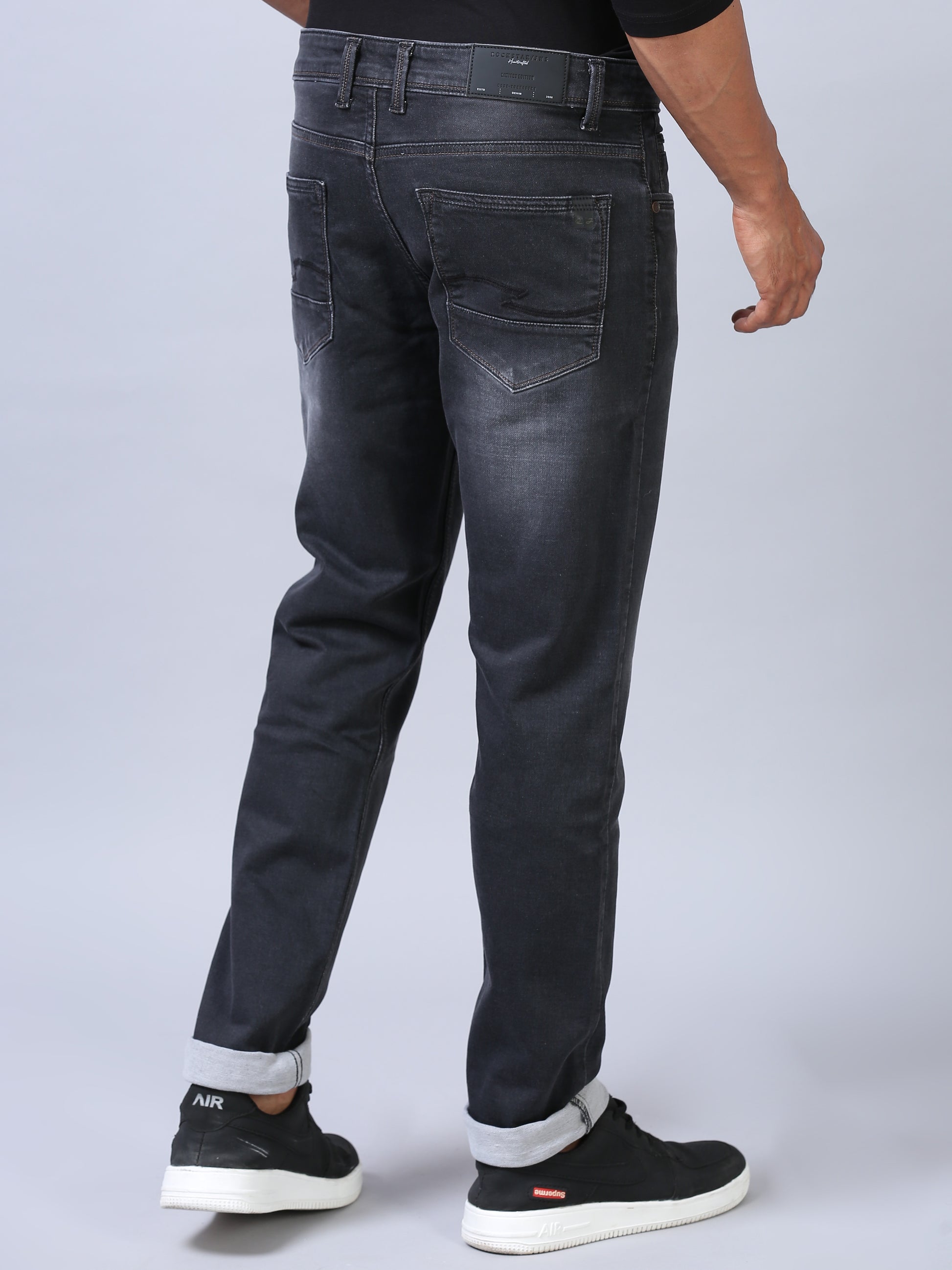 Deep Black Ankle Fit Jeans For Men