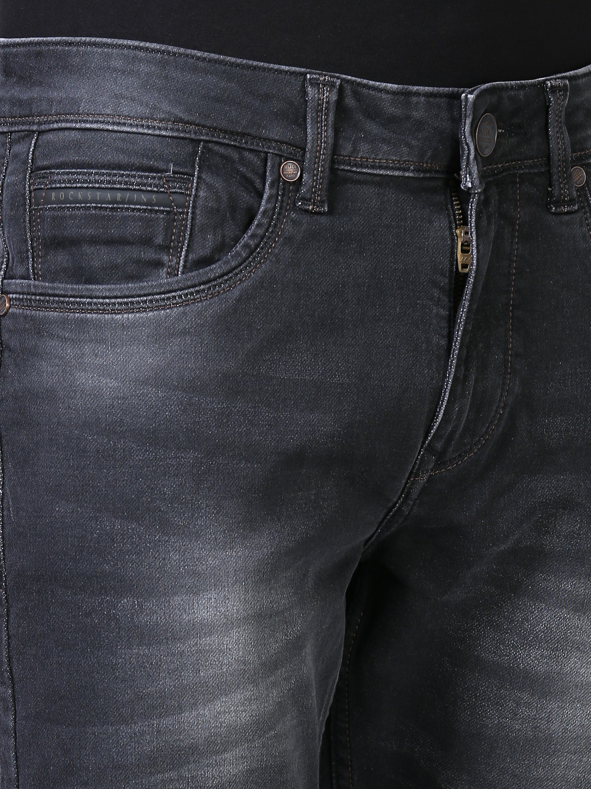 Deep Black Ankle Fit Jeans For Men