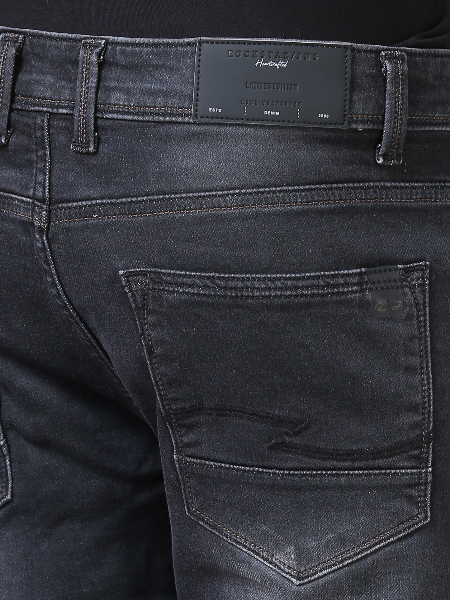 Deep Black Ankle Fit Jeans For Men
