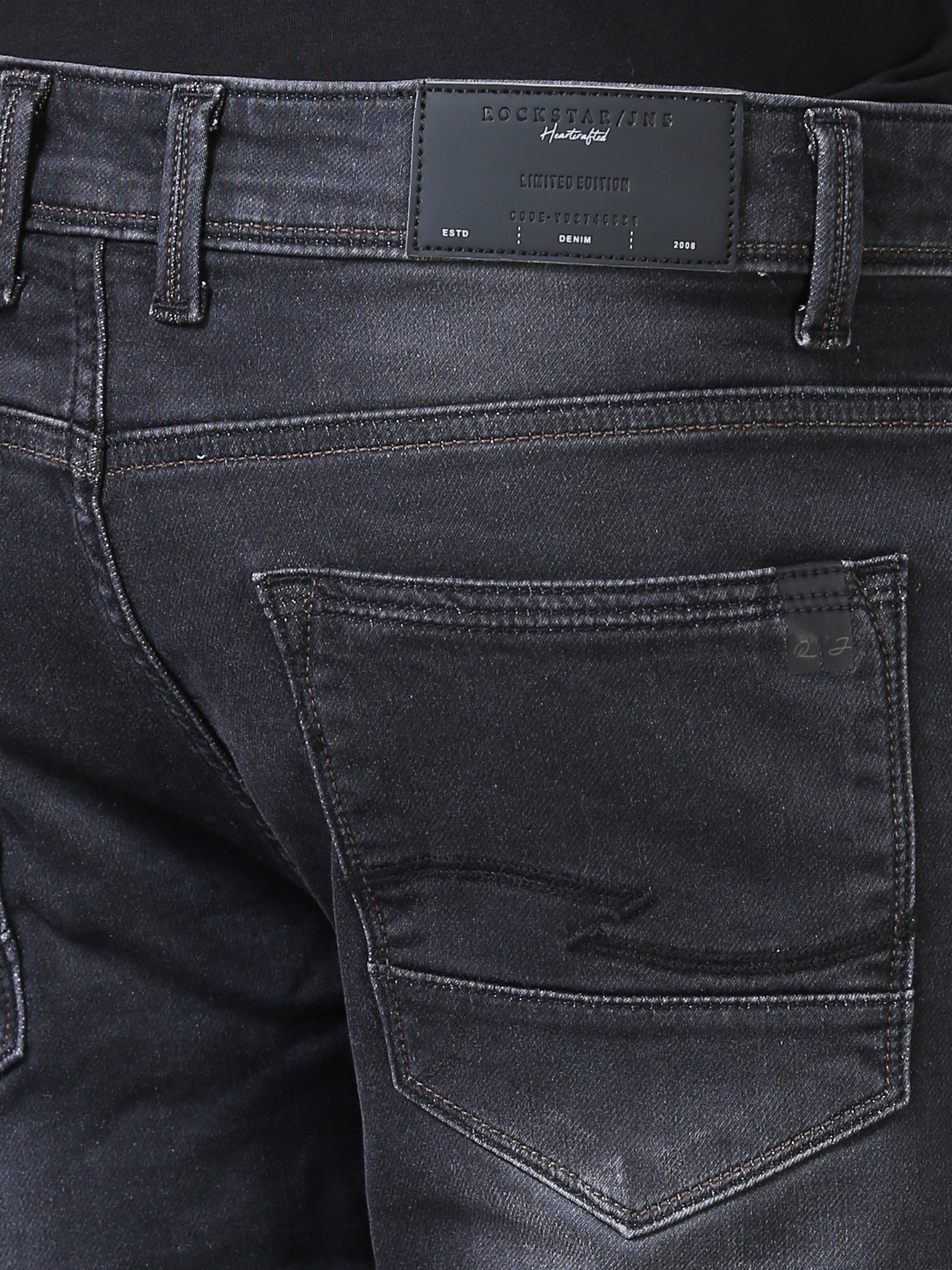 Deep Black Ankle Fit Jeans For Men