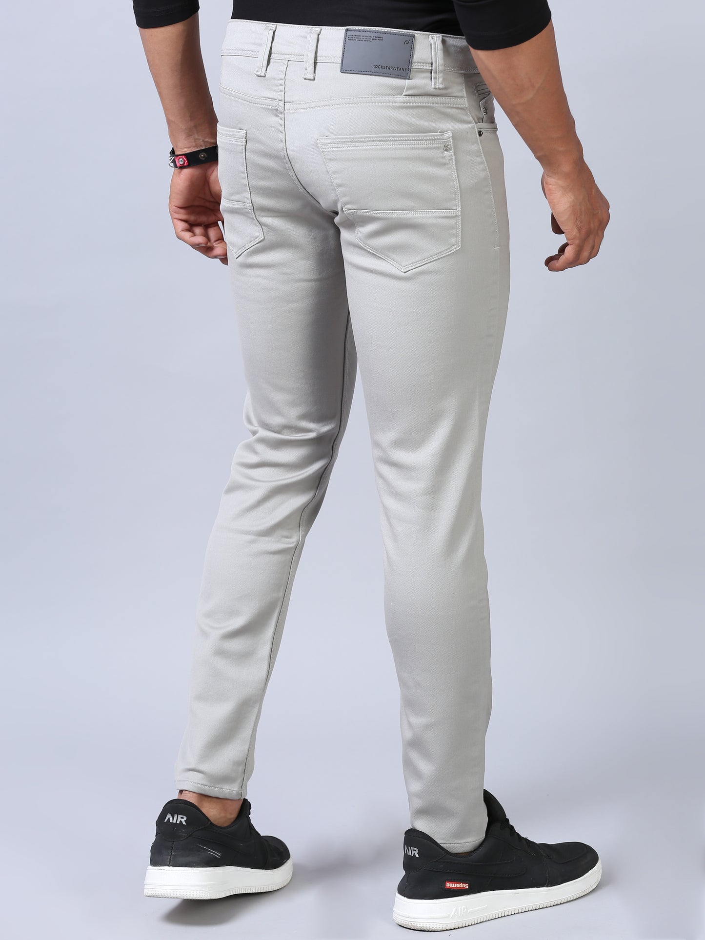 Grey Ankle Fit Denim Jeans For Men