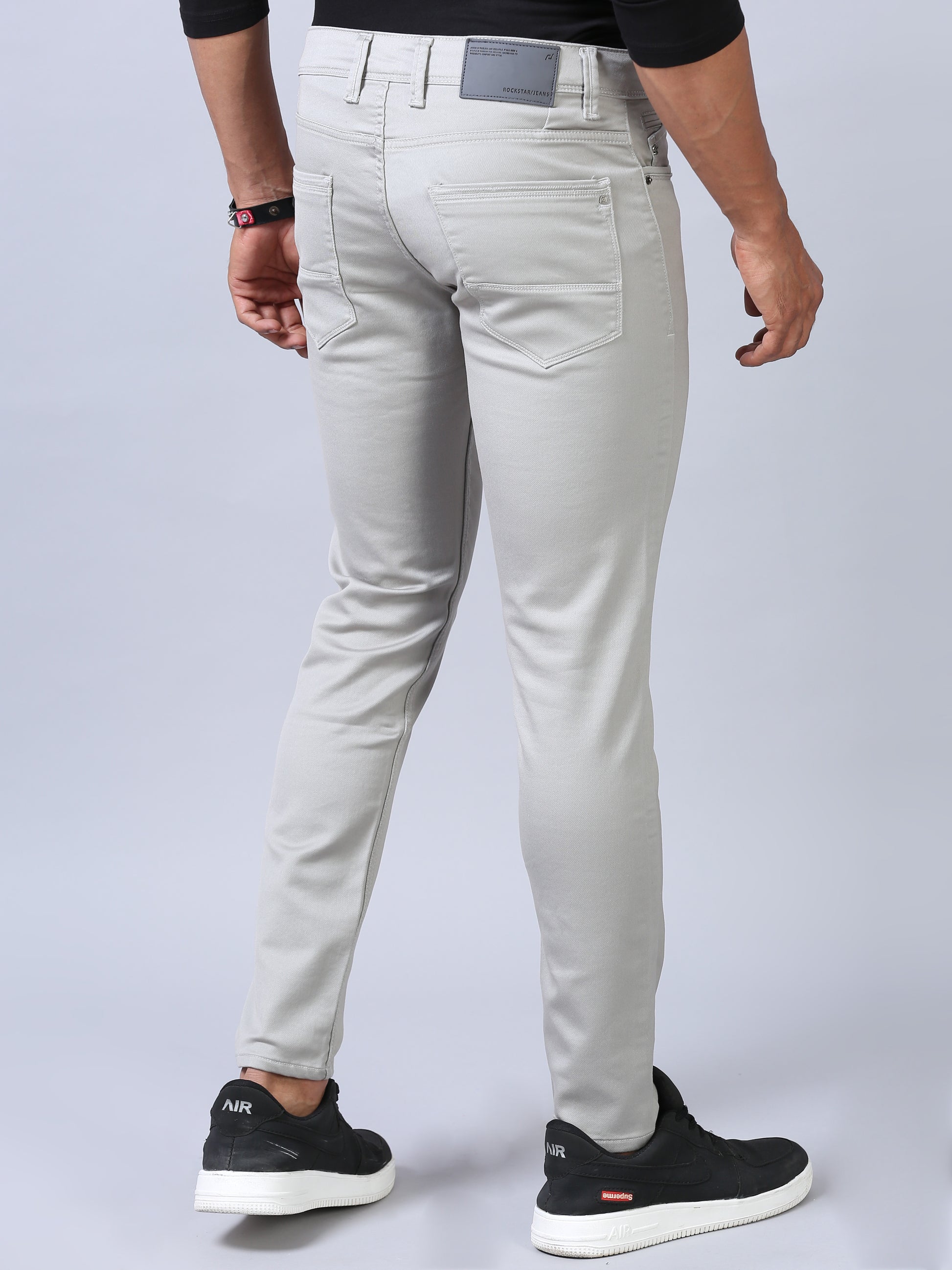 Grey Ankle Fit Denim Jeans For Men