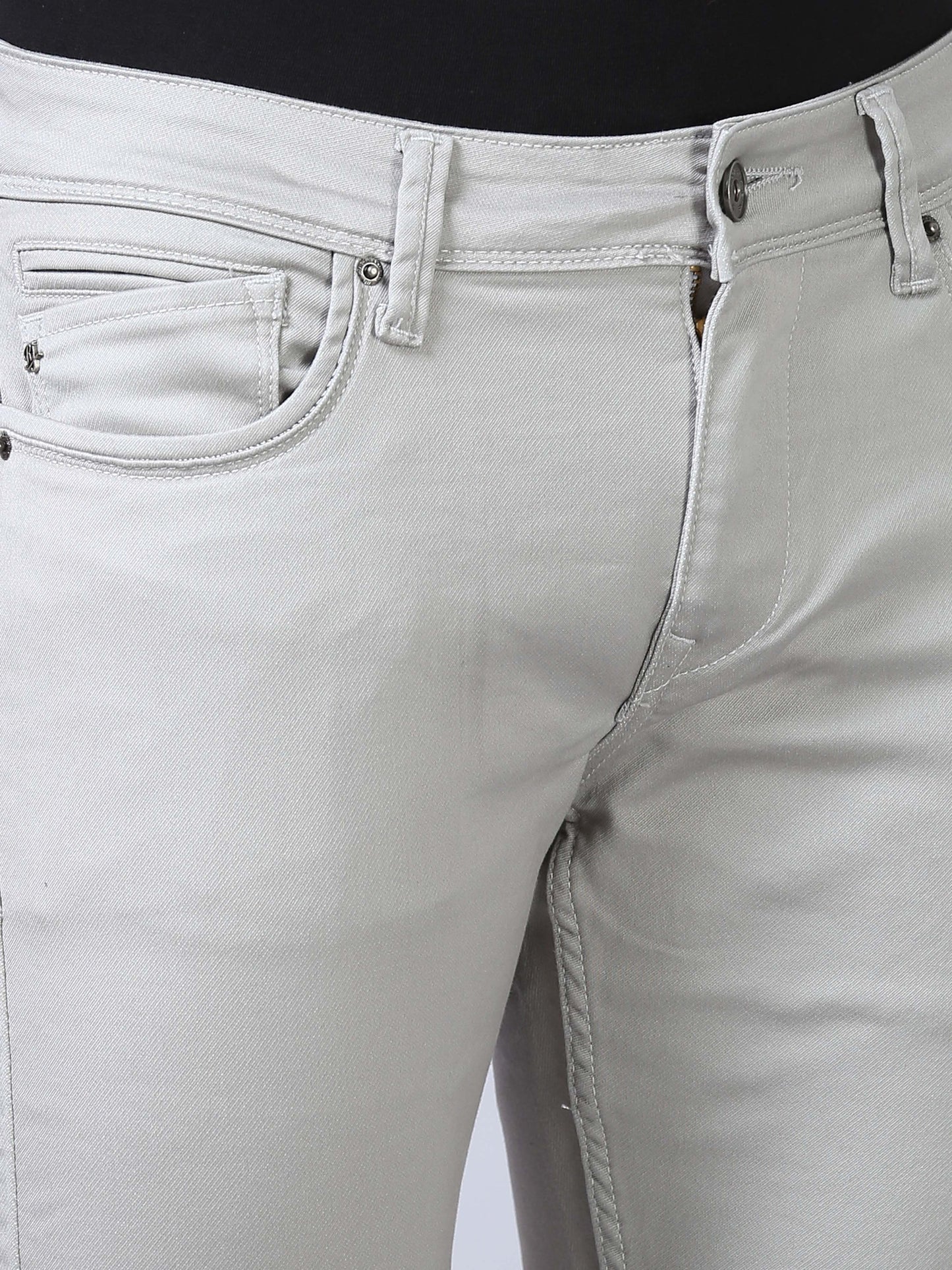 Grey Ankle Fit Denim Jeans For Men