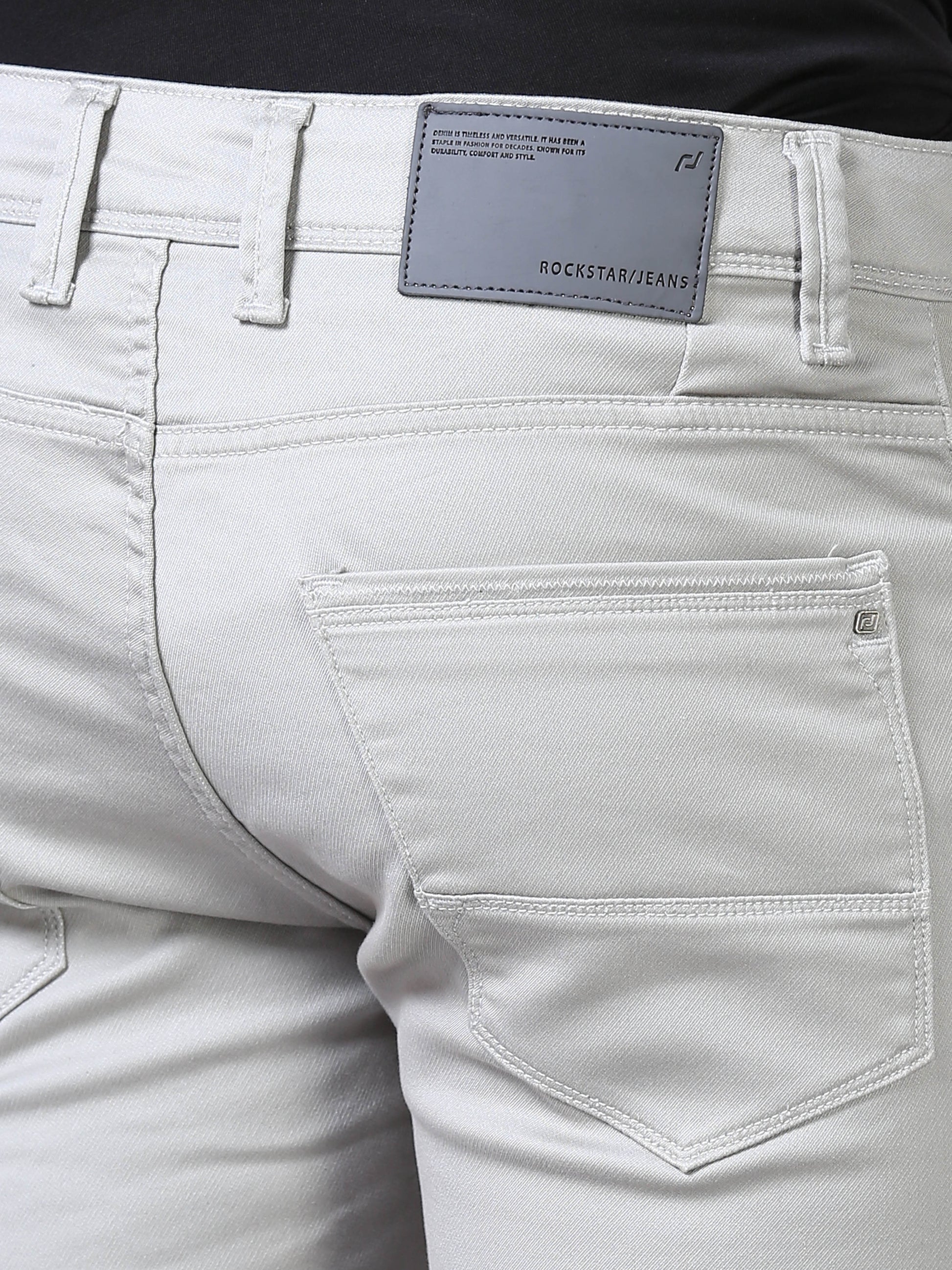 Grey Ankle Fit Denim Jeans For Men