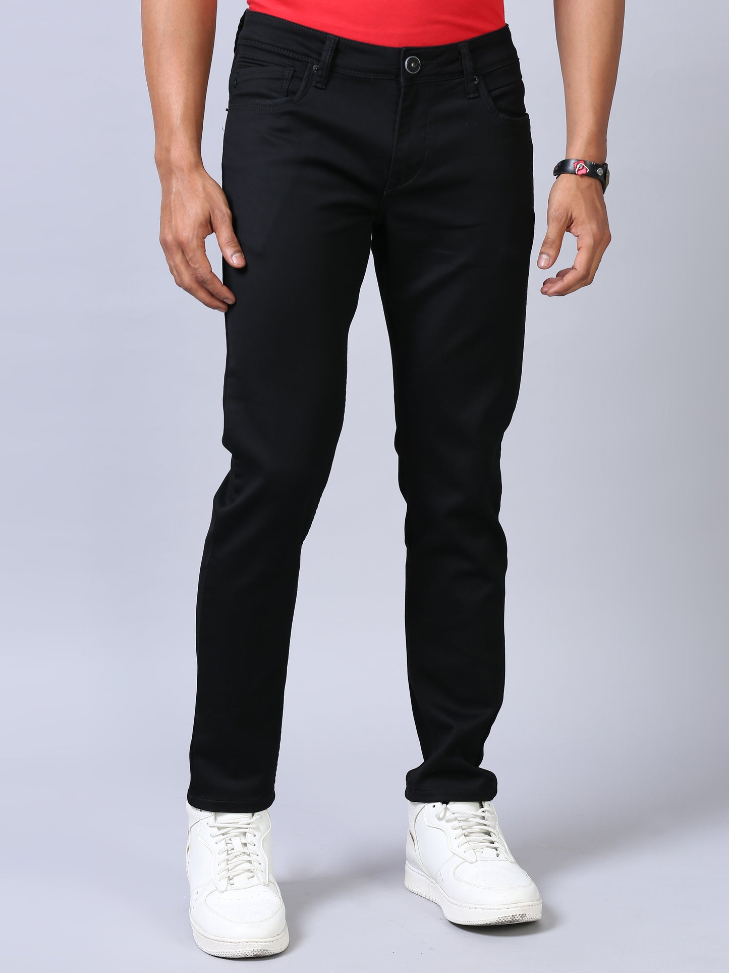 Dark Black Ankle Fit Jeans For Men