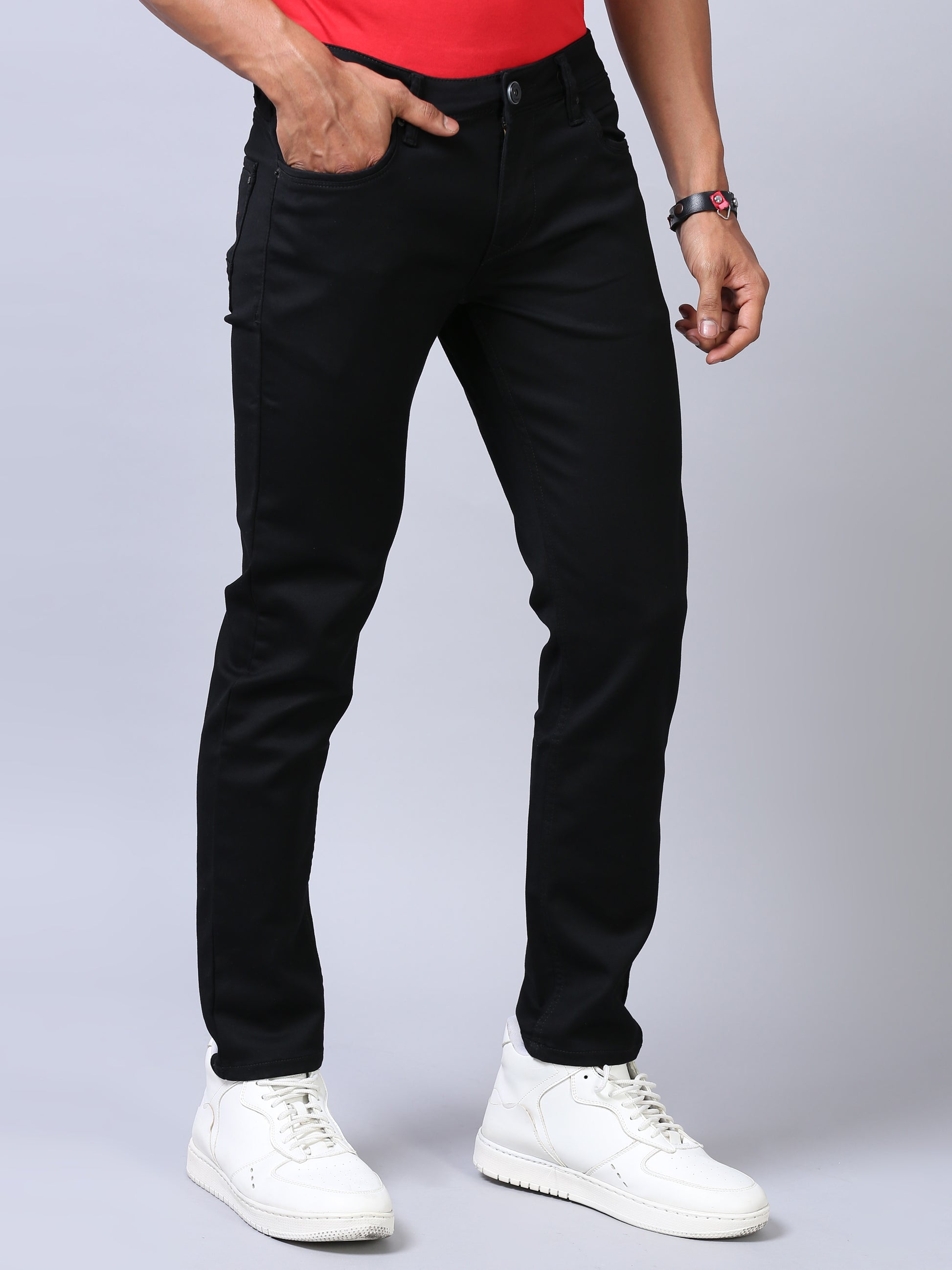 Dark Black Ankle Fit Jeans For Men