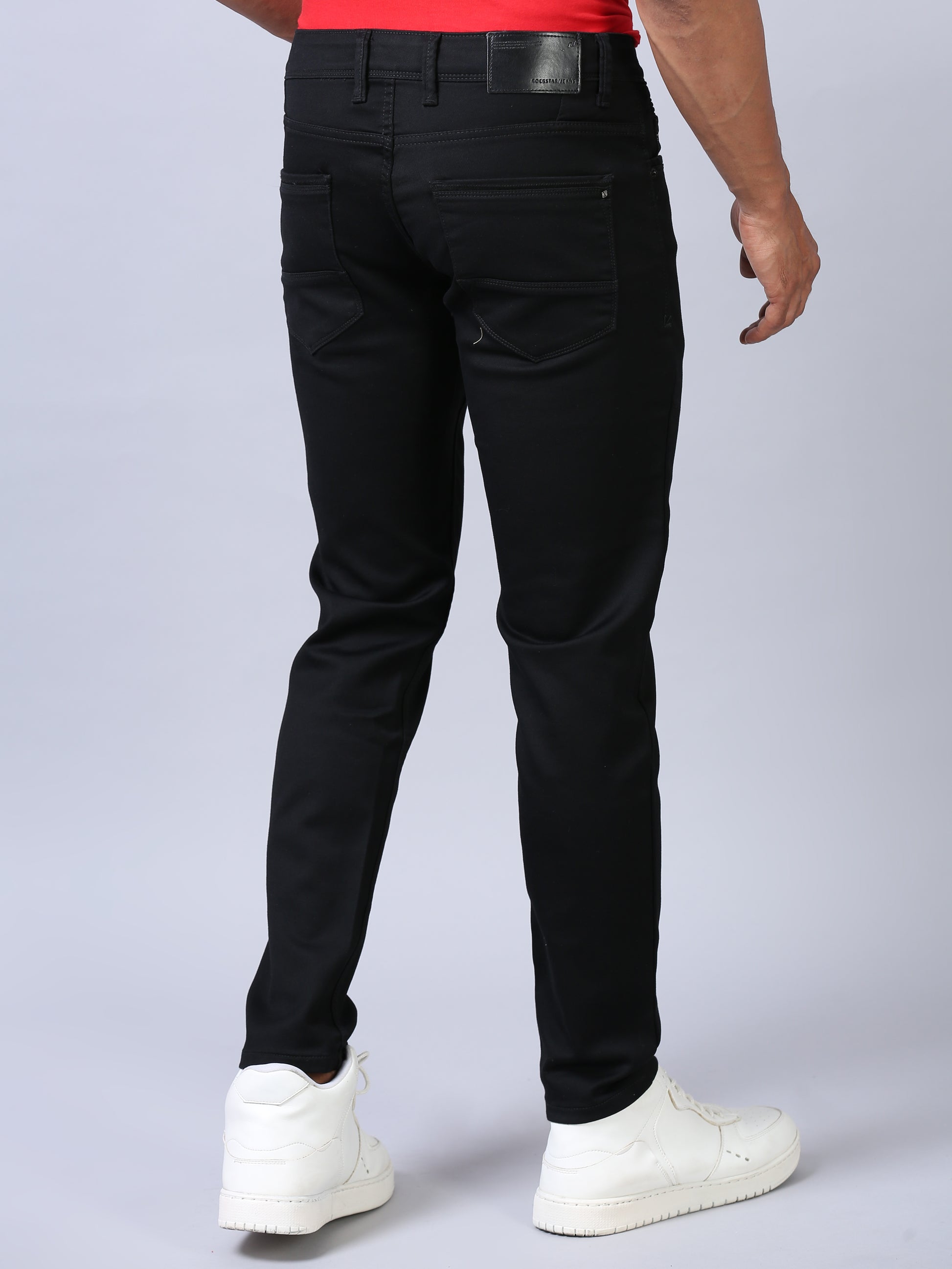 Dark Black Ankle Fit Jeans For Men