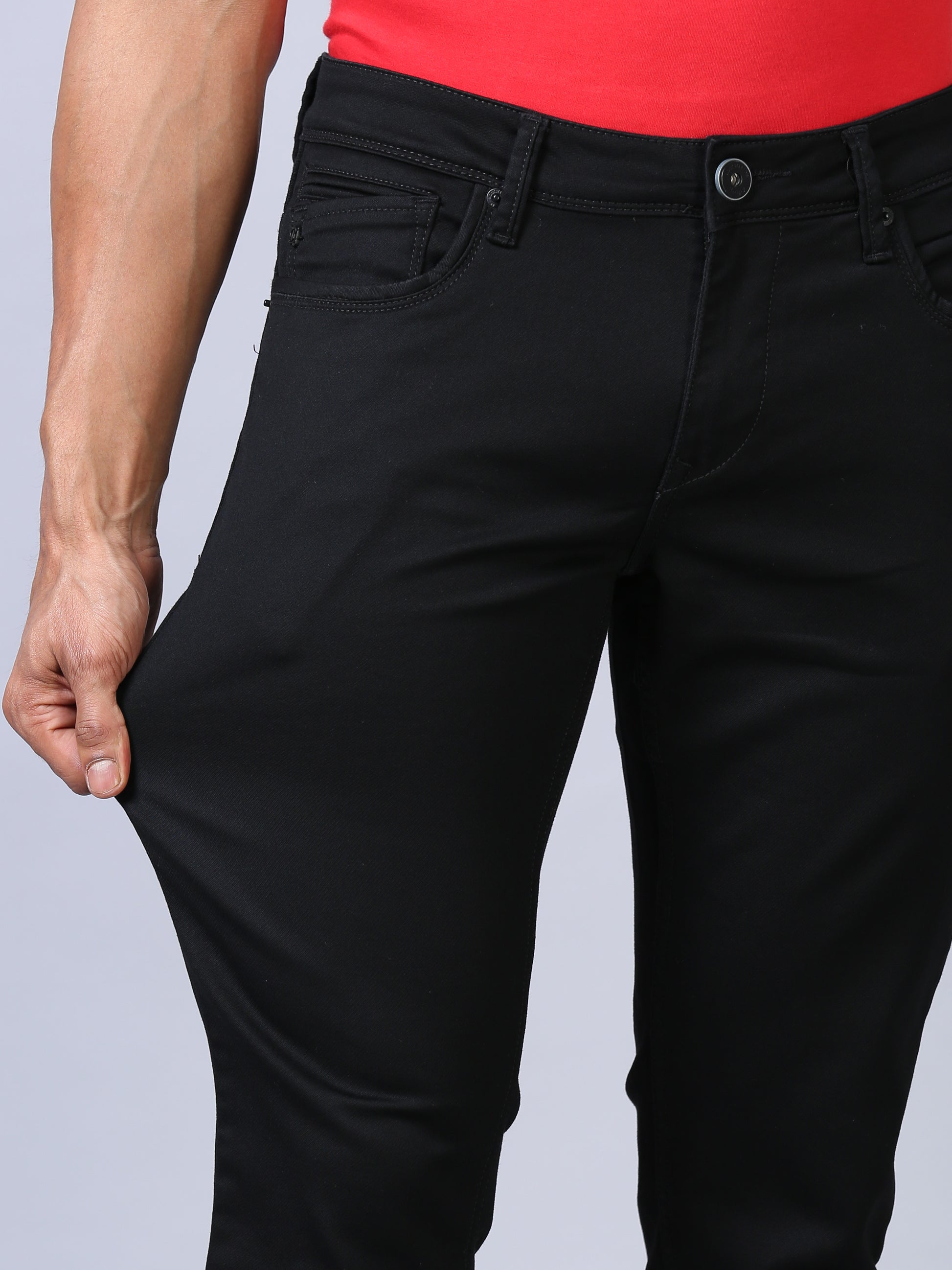 Dark Black Ankle Fit Jeans For Men