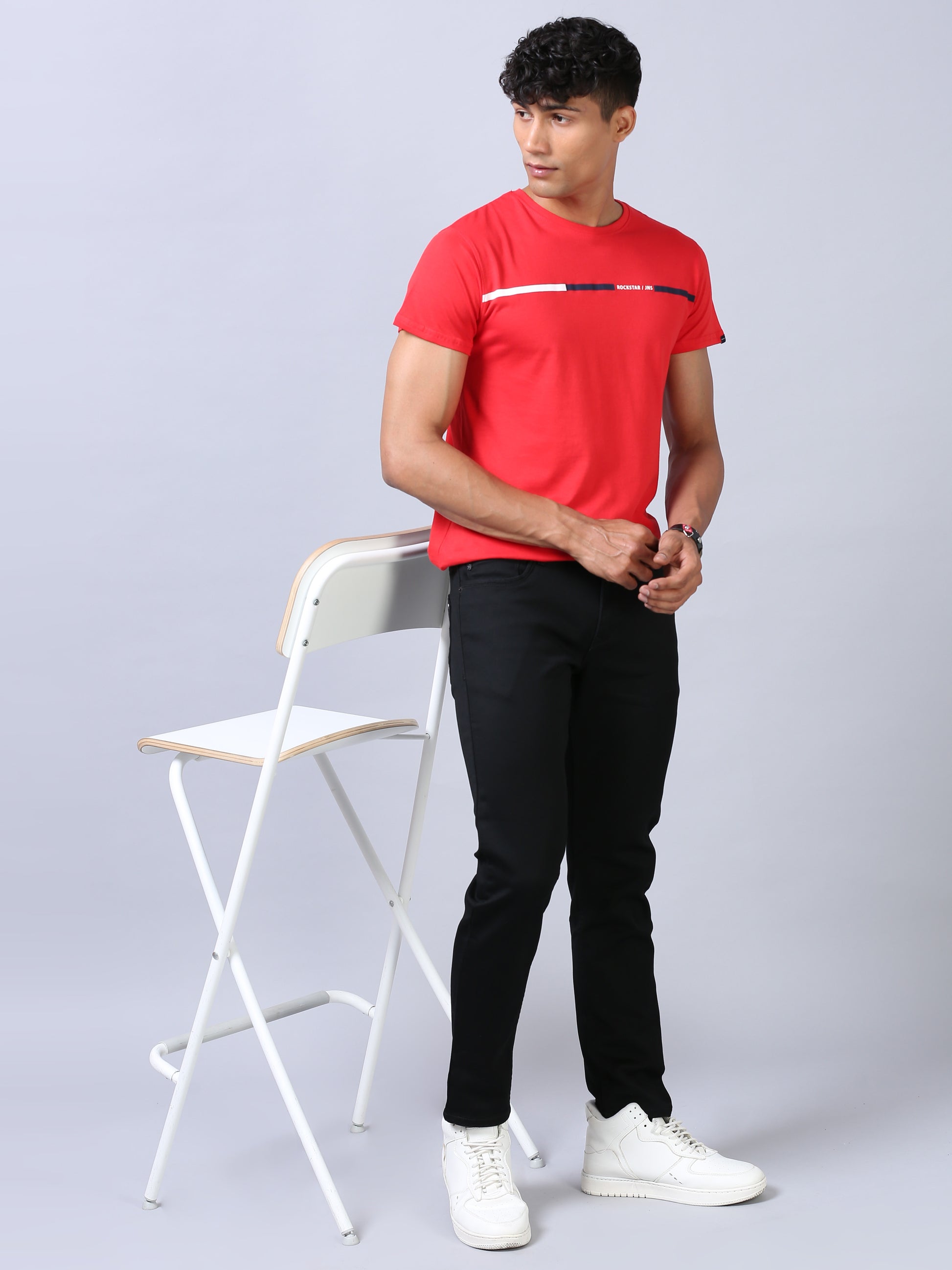 Dark Black Ankle Fit Jeans For Men