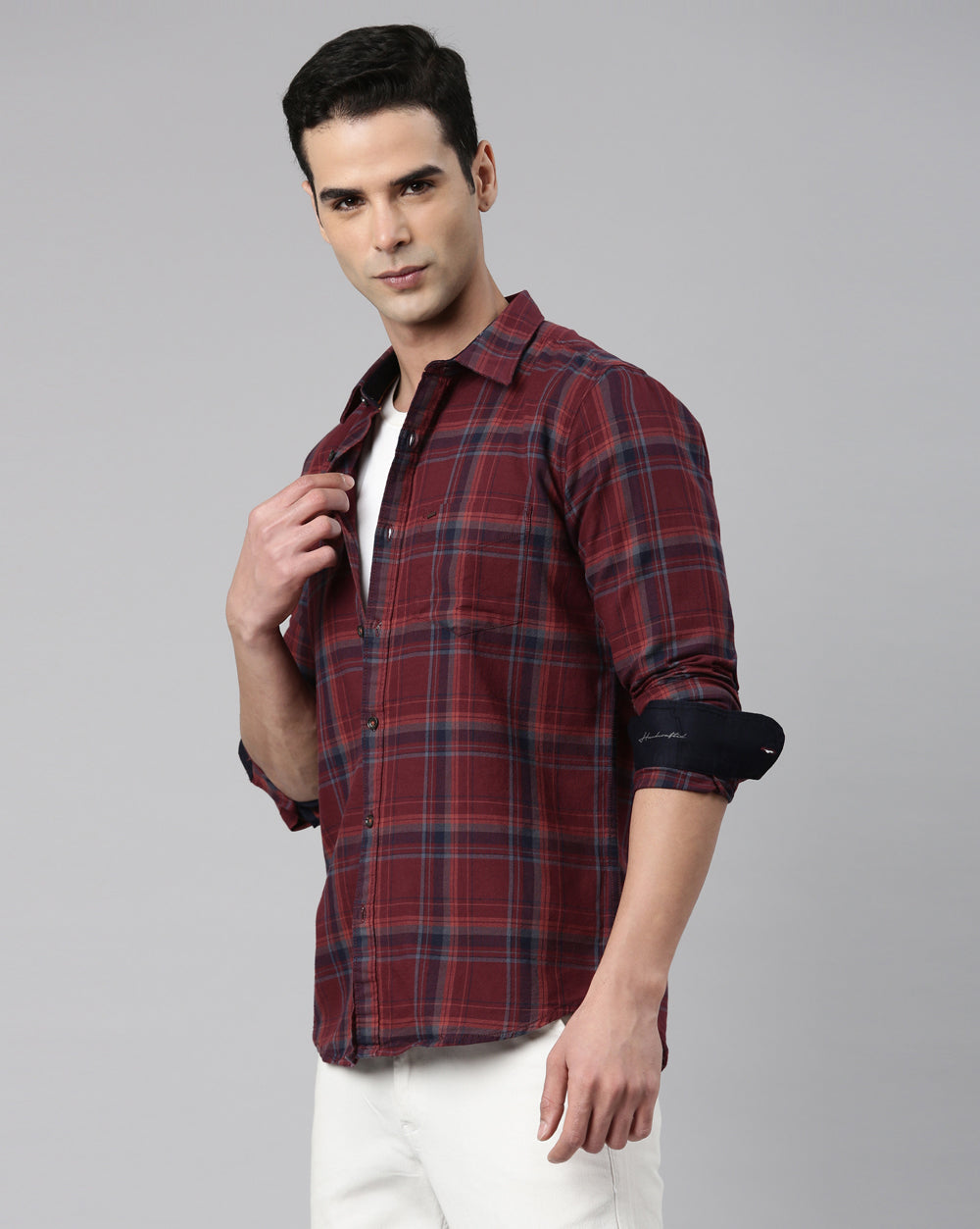 Sway Maroon Checkered Shirt for Men 