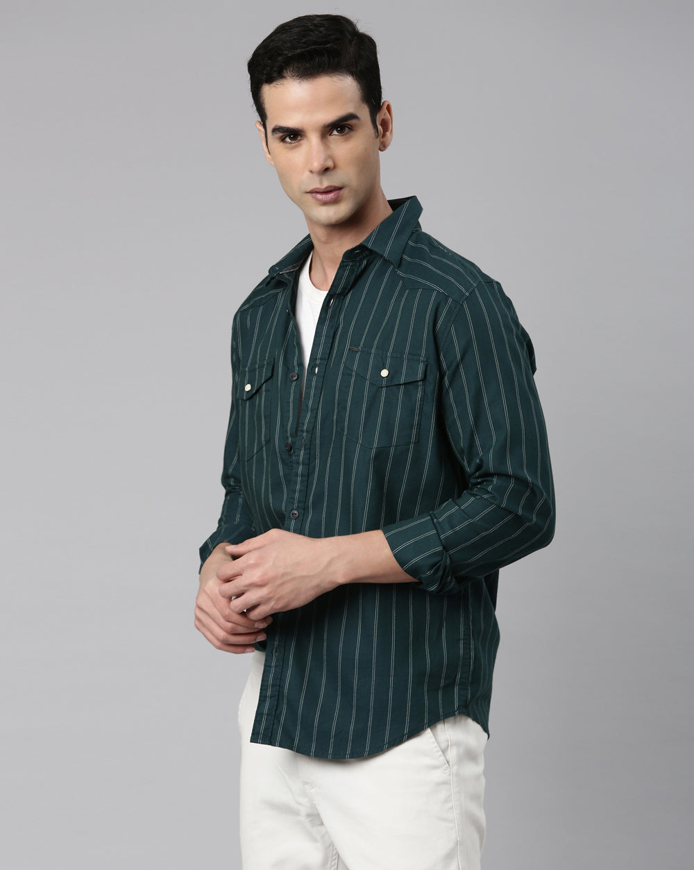 Green Stripe Shirt for Men 