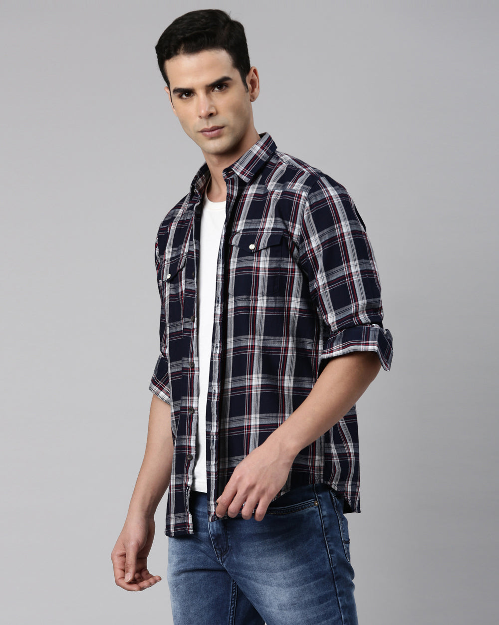 Swing Indigo Dreams Checkered Shirt for Men 