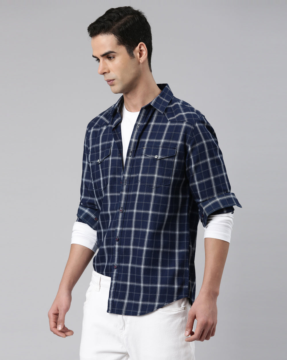 Swing Forever Blue Check Shirt for Men